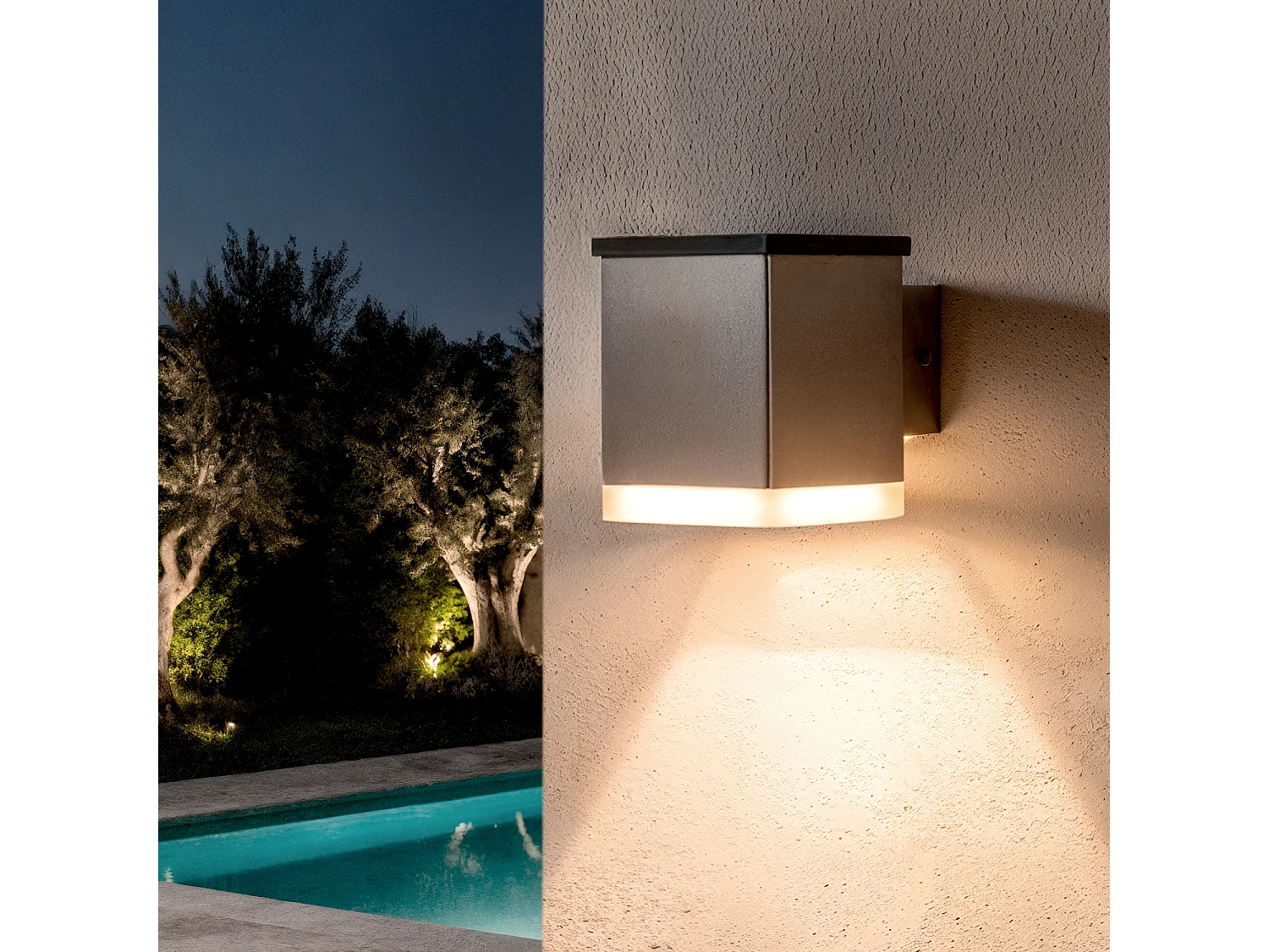 Aplique de Pared Exterior Solar LED de Aluminio Jafaro 3000K Blanco Cálido