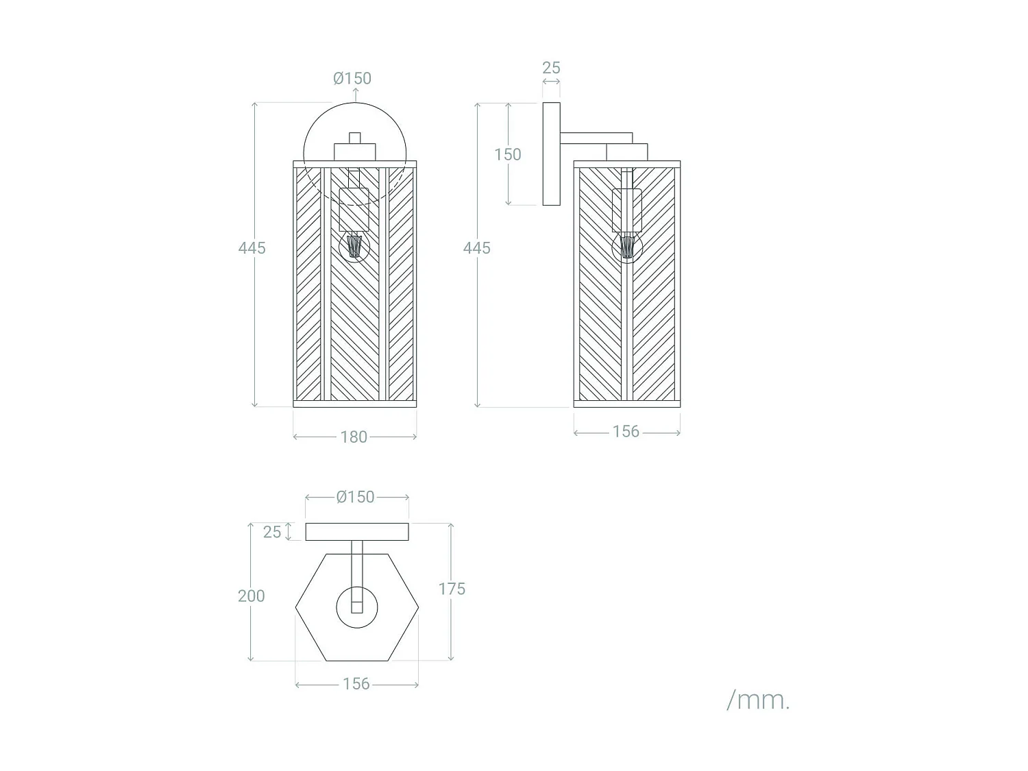 Applique da Parete Vetro Hadley Nero