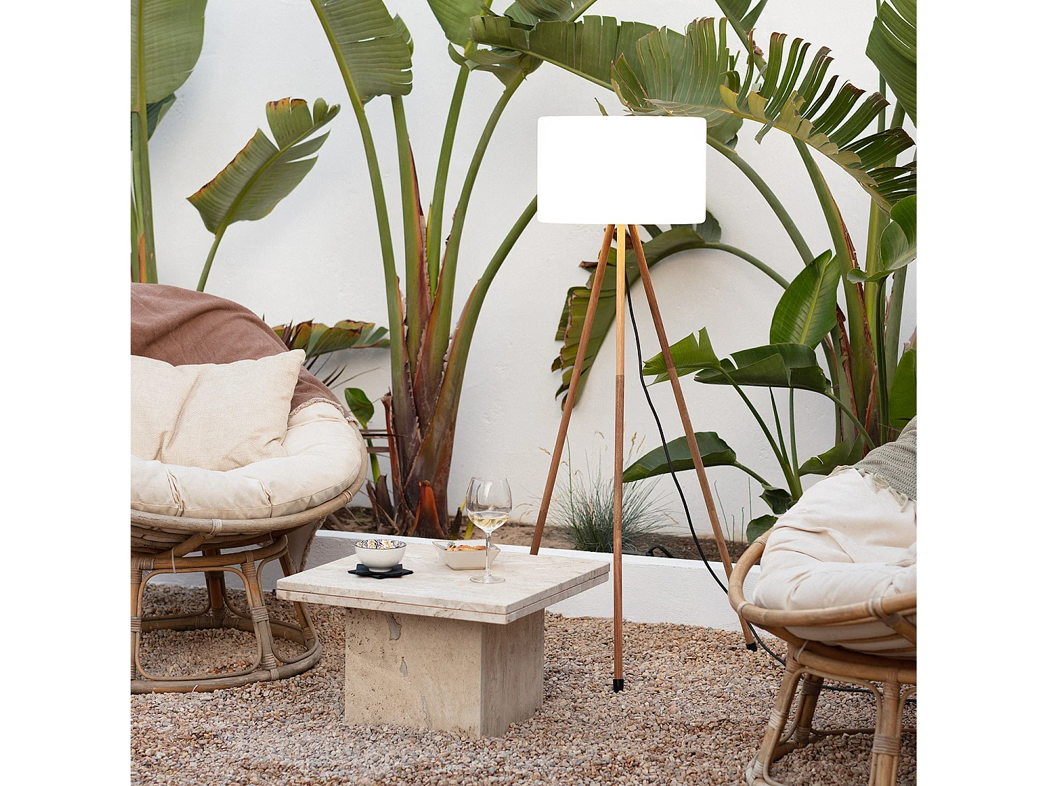 Lampe à Poser Extérieure Makaik Blanc