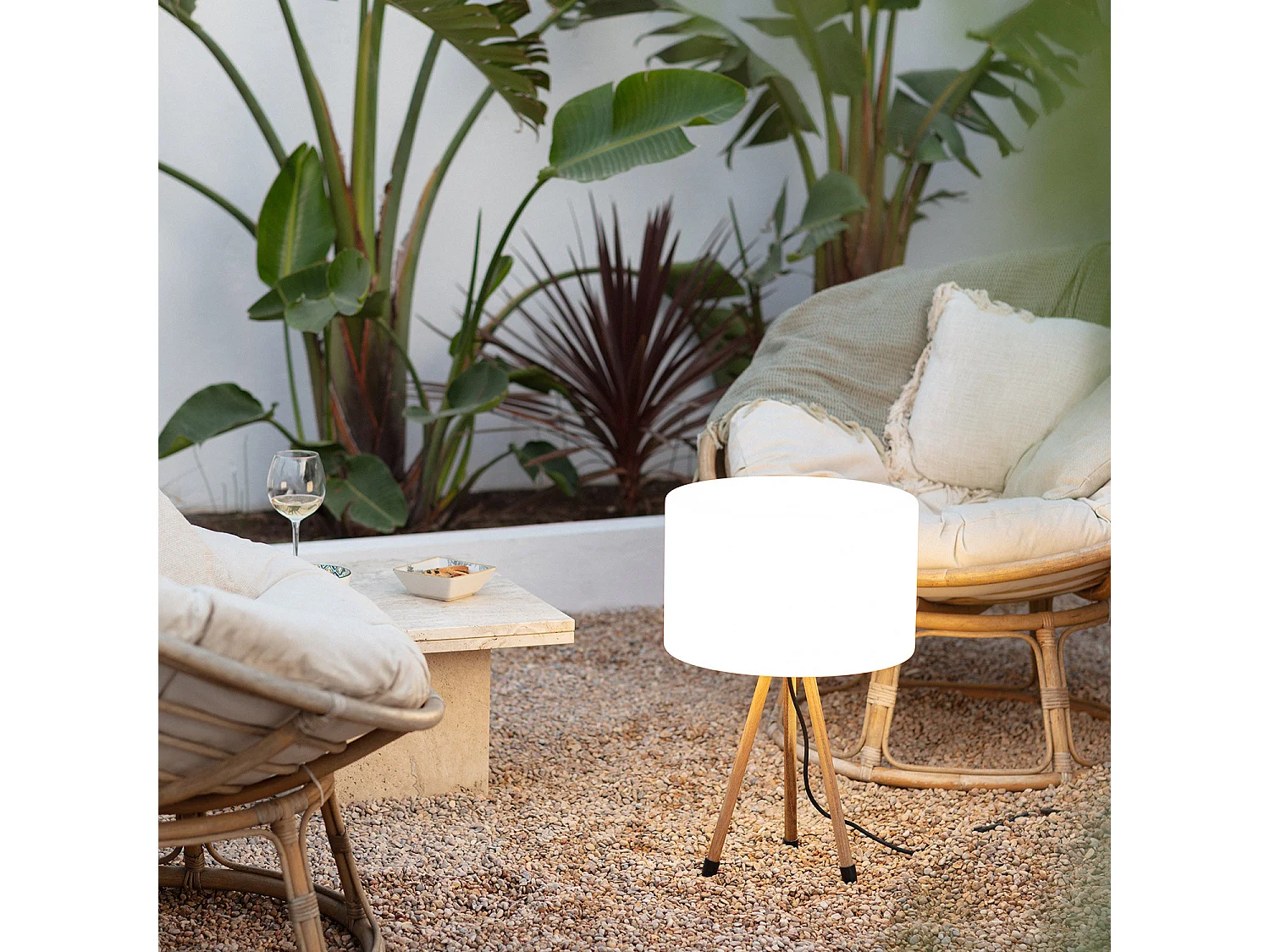 Lampe à Poser Extérieure Makaik Blanc