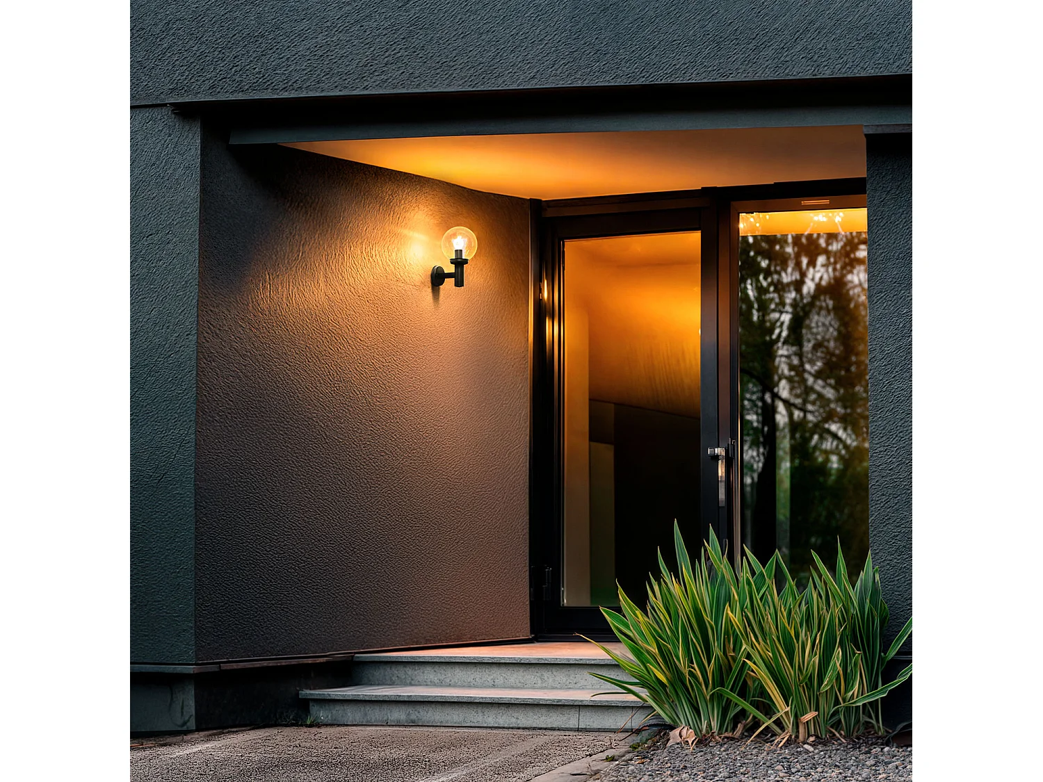 Lámpara de Pared Exterior Acero Jeyko Negro