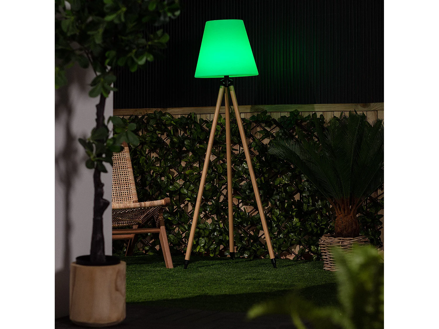 Lampadaire LED Extérieur Solaire Métal RGB Kefre avec Batterie USB Rechargeable  Jaune Sable