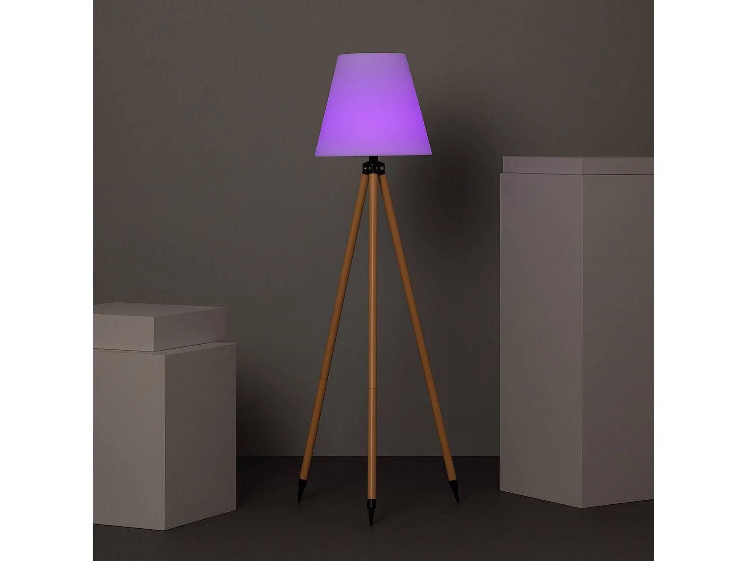 Lampadaire LED Extérieur Solaire Métal RGB Kefre avec Batterie USB Rechargeable  Jaune Sable