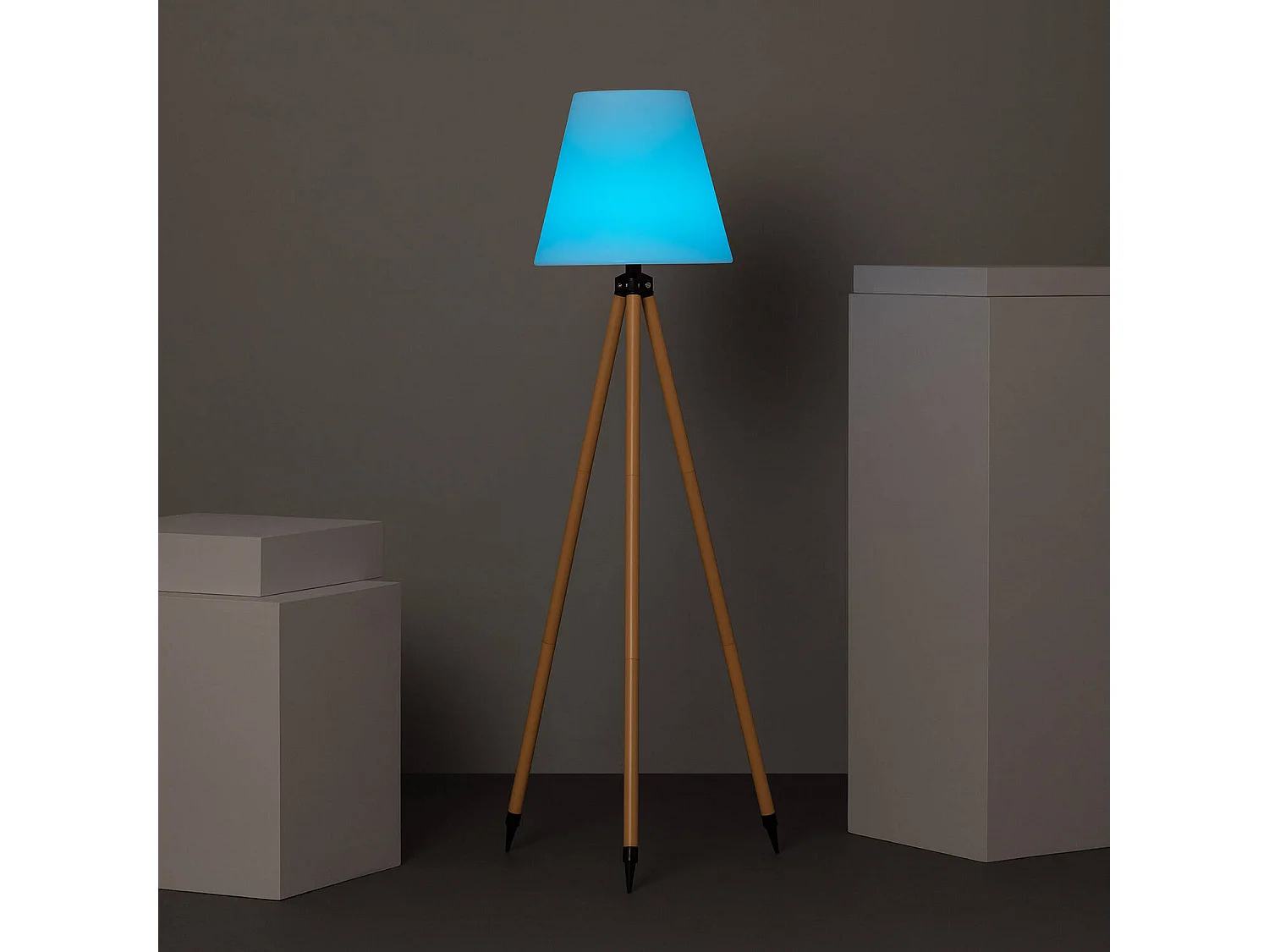 Lampadaire LED Extérieur Solaire Métal RGB Kefre avec Batterie USB Rechargeable  Jaune Sable