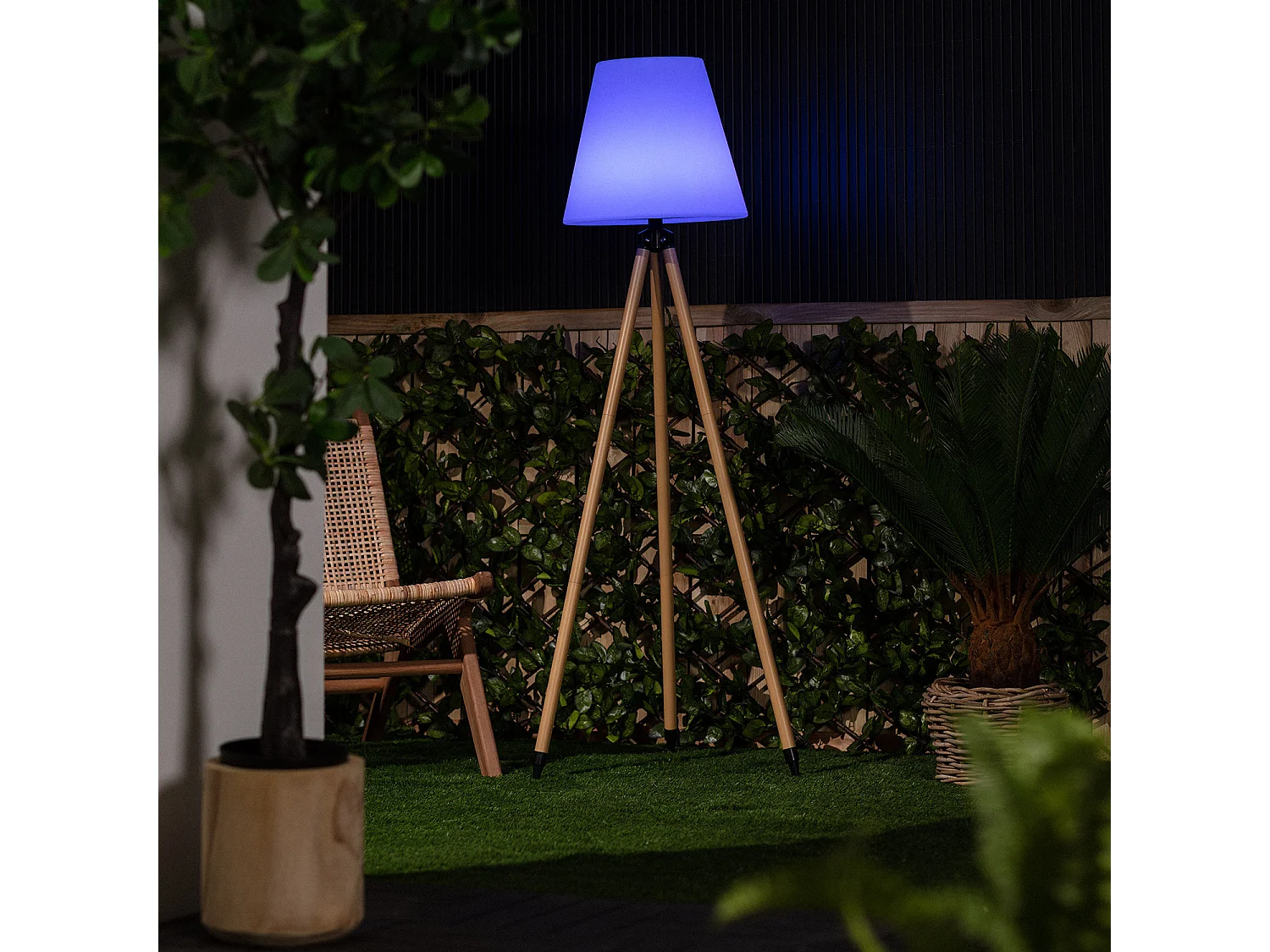 Lampadaire LED Extérieur Solaire Métal RGB Kefre avec Batterie USB Rechargeable  Jaune Sable