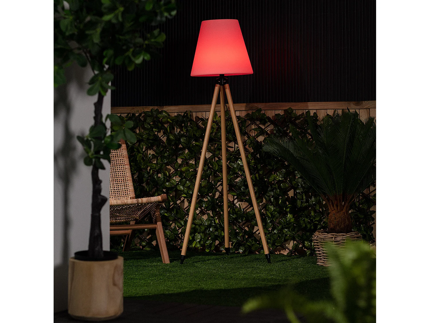 Lampadaire LED Extérieur Solaire Métal RGB Kefre avec Batterie USB Rechargeable  Jaune Sable