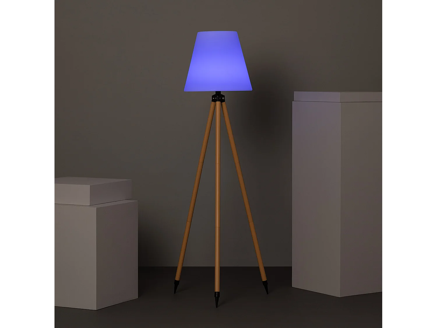 Lampadaire LED Extérieur Solaire Métal RGB Kefre avec Batterie USB Rechargeable  Jaune Sable