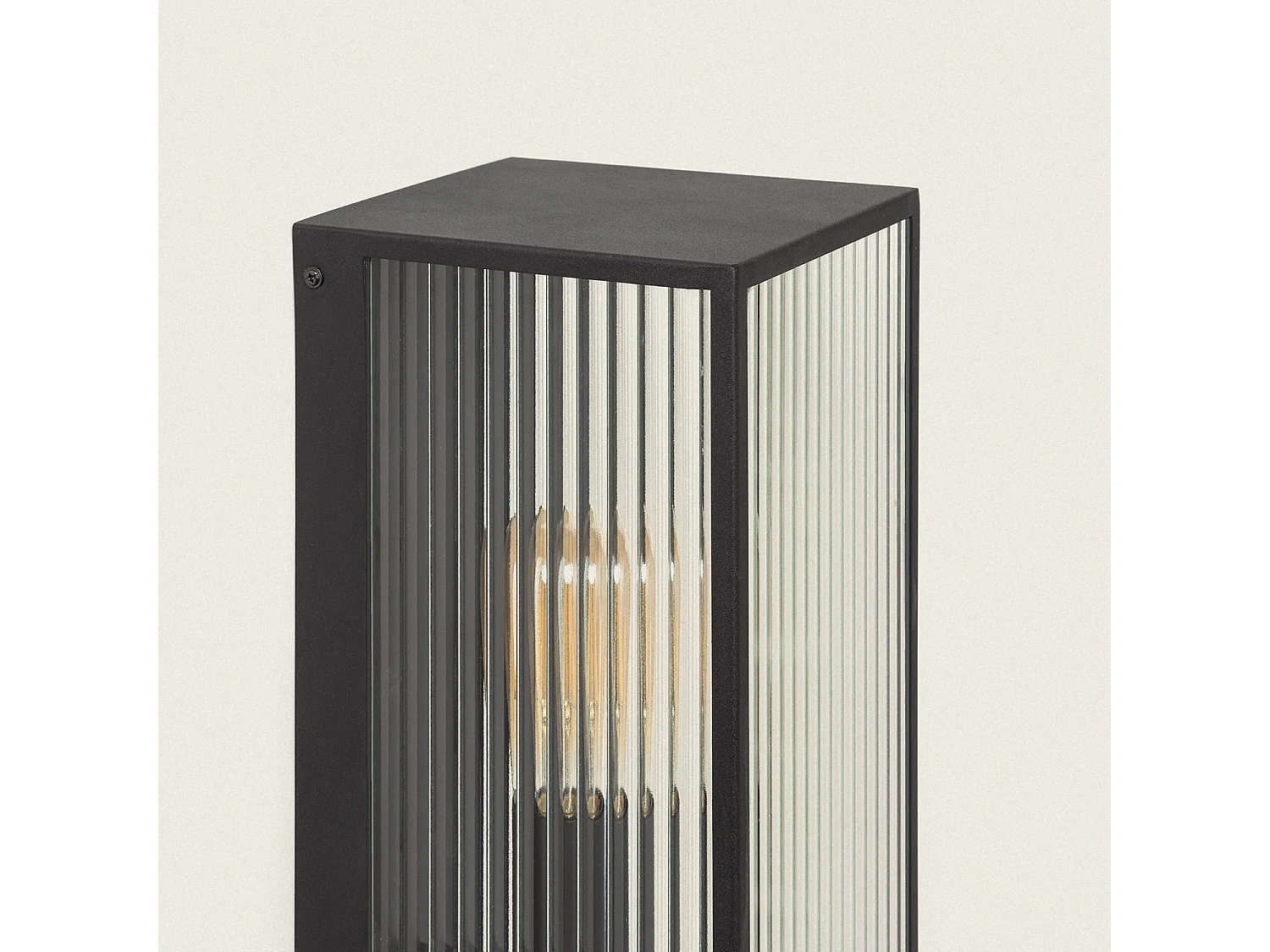 Aplique de Pared Exterior Metal y Cristal Big Taiga Negro