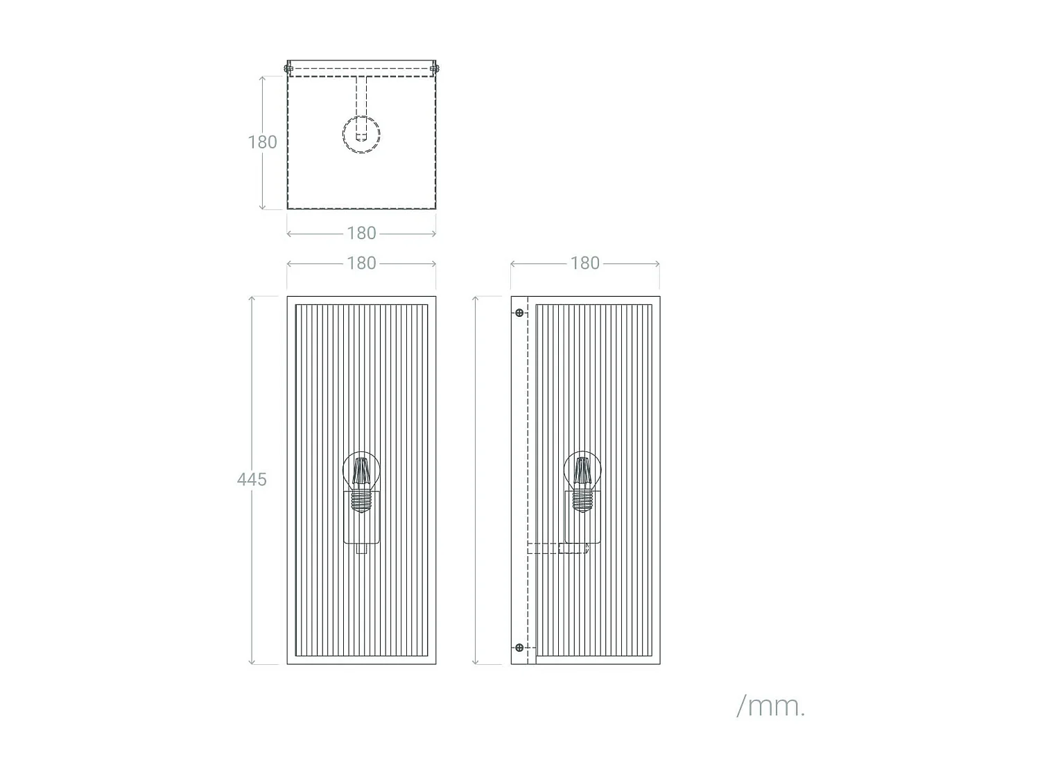 Aplique de Pared Exterior Metal y Cristal Big Taiga Negro