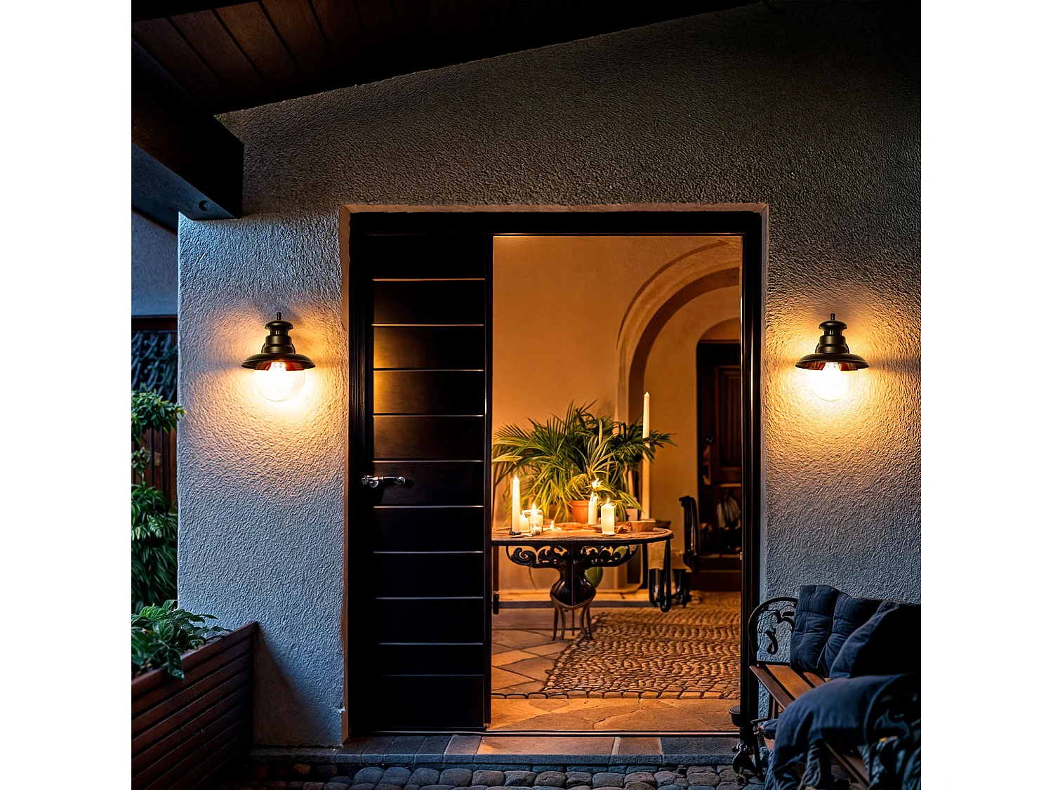 Aplique de Pared Exterior Aluminio Lurnea Negro