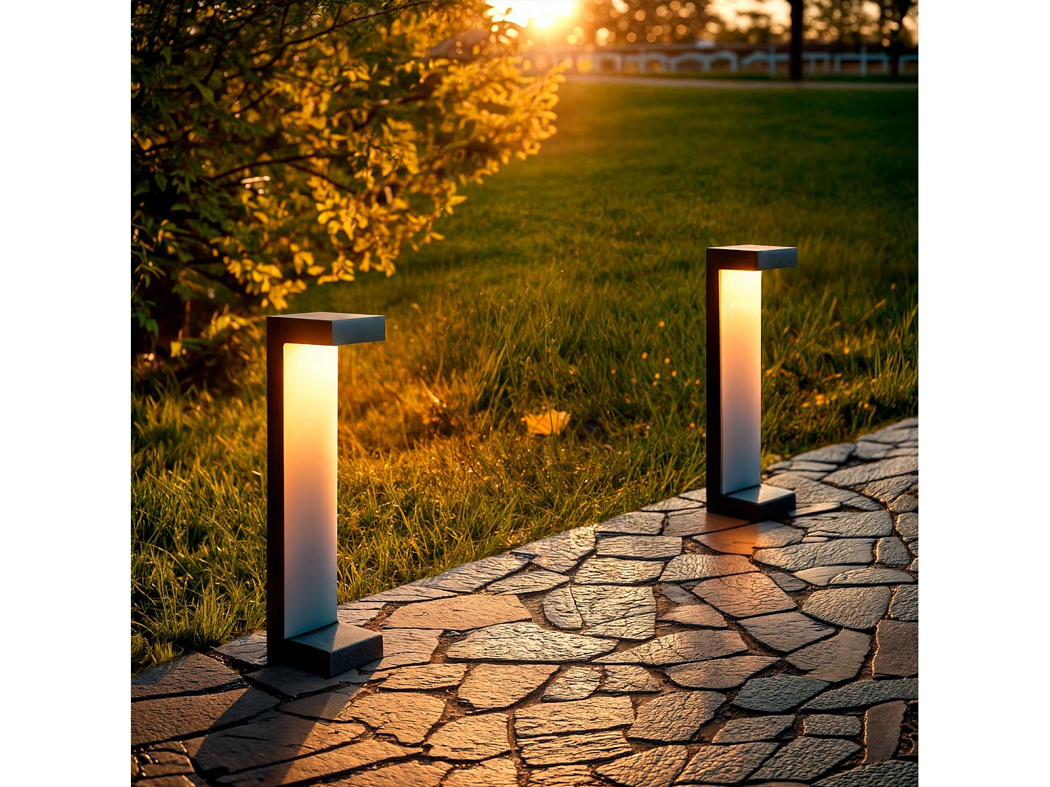 Balise Extérieure LED 7W en Saillie sur Pied 40cm Cascade 2700K Blanc chaud