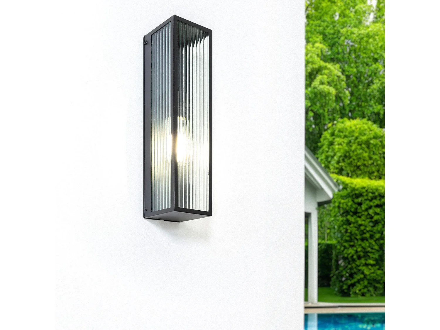 Aplique de Pared Exterior Metal y Cristal Taiga Negro