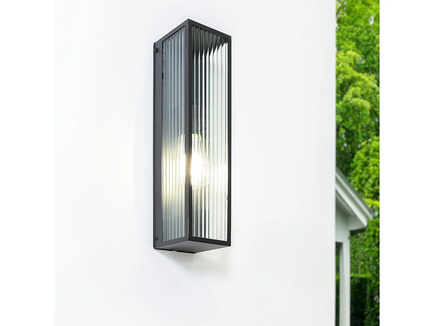 Aplique de Pared Exterior Metal y Cristal Taiga Negro