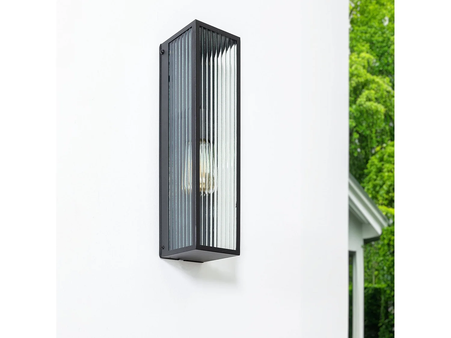 Aplique de Pared Exterior Metal y Cristal Taiga Negro