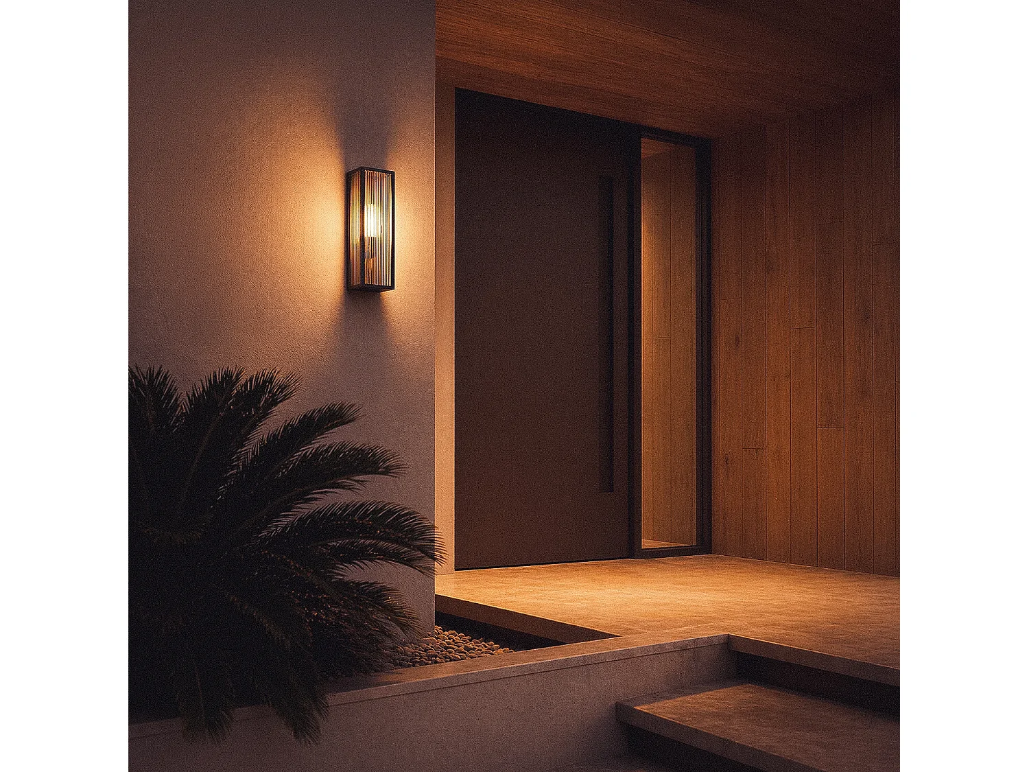 Aplique de Pared Exterior Metal y Cristal Taiga Negro