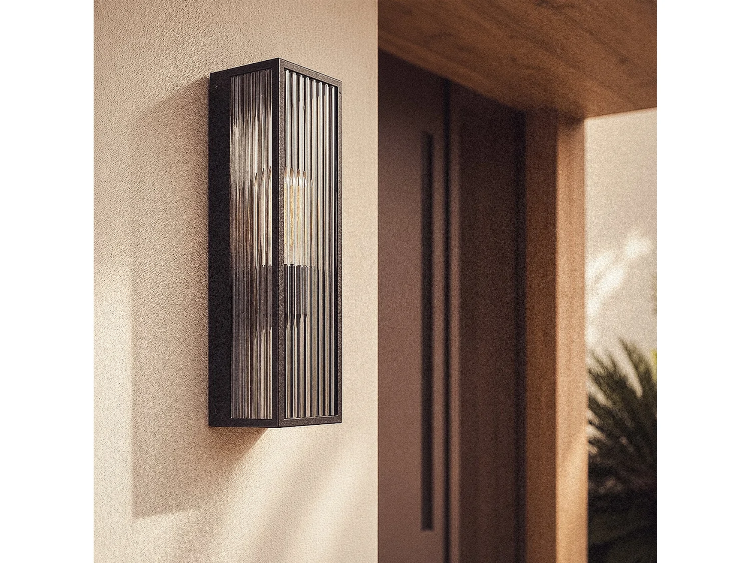 Aplique de Pared Exterior Metal y Cristal Taiga Negro