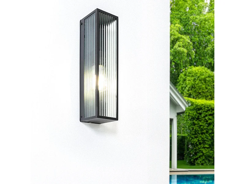 Aplique de Pared Exterior Metal y Cristal Taiga Negro