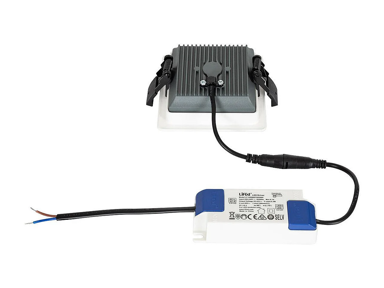 Downlight LED 10W Carré  Aero 130 lm/W Microprismatique  Coupe 85x85 mm 4000K Blanc neutre