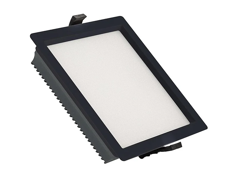 Downlight LED 25W Quadrato Aero 130 lm/W Microprismatico LIFUD Foro 165x165 mm Nero Bianco Caldo 3000K