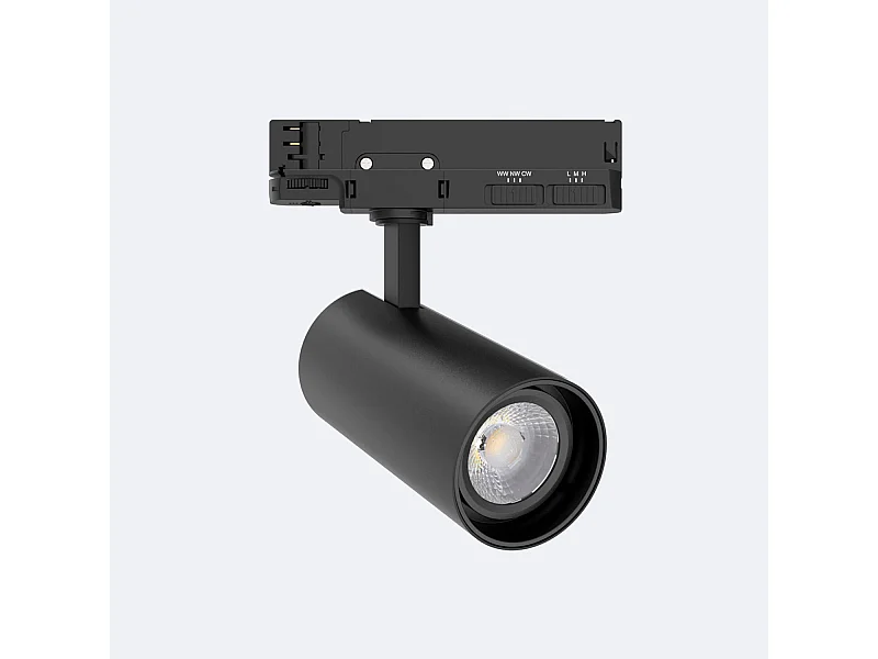 Spot LED sur Rail Triphasé 30W Fasano Dimmable Noir 3500K Blanc chaud
