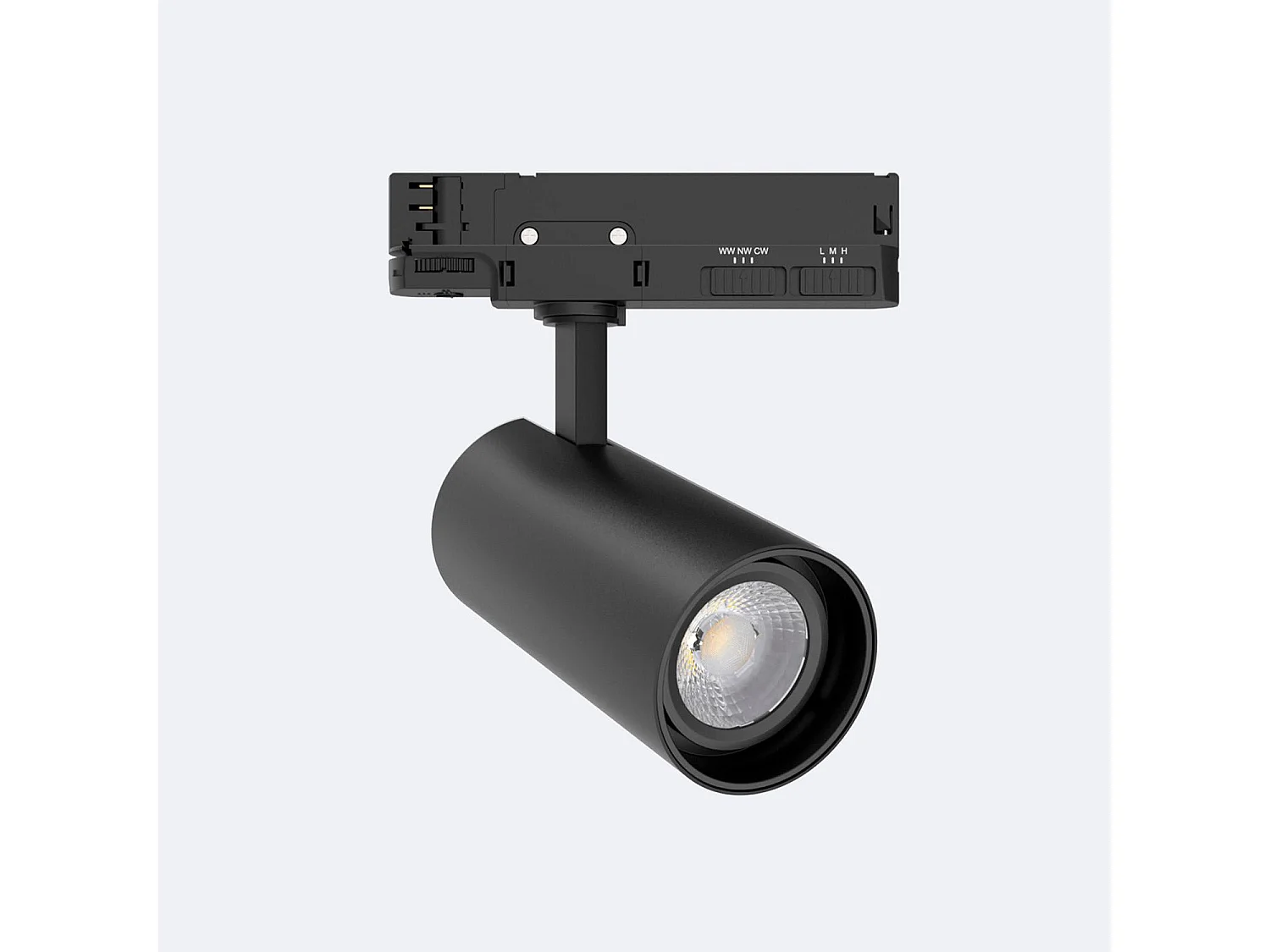 Spot LED sur Rail Triphasé 30W Fasano Dimmable Noir 3500K Blanc chaud