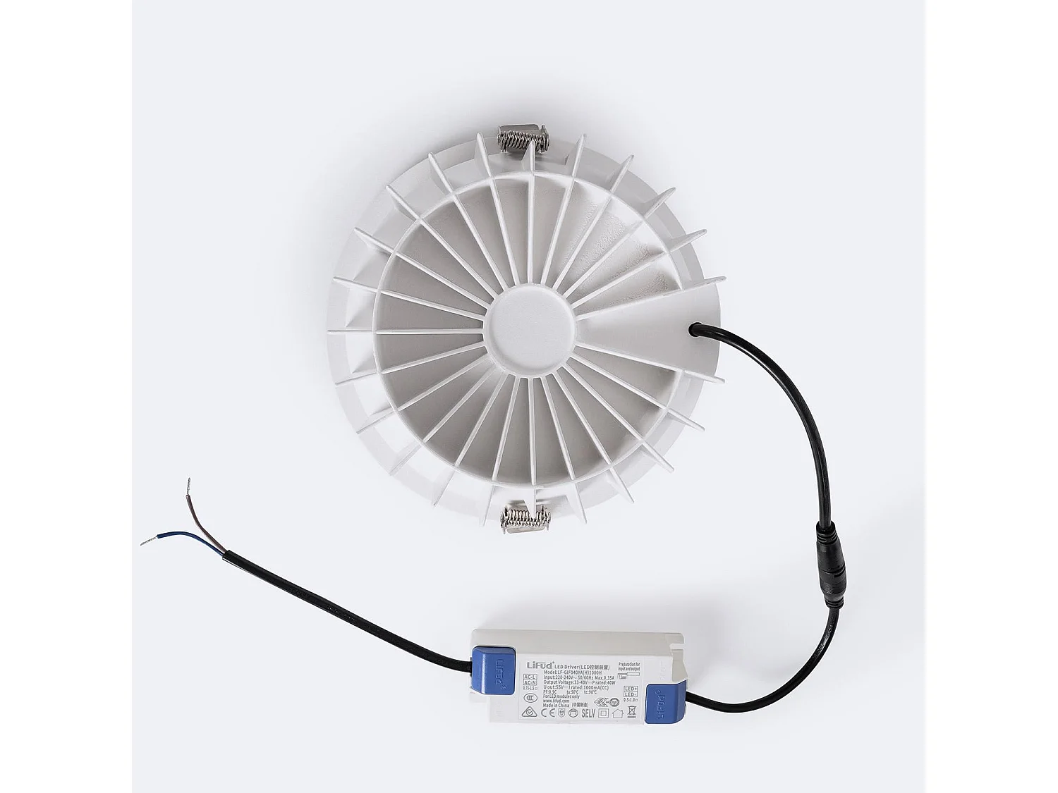 Downlight LED 40W Rond Premium CRI90  Coupe Ø 180 mm 2700K Blanc chaud