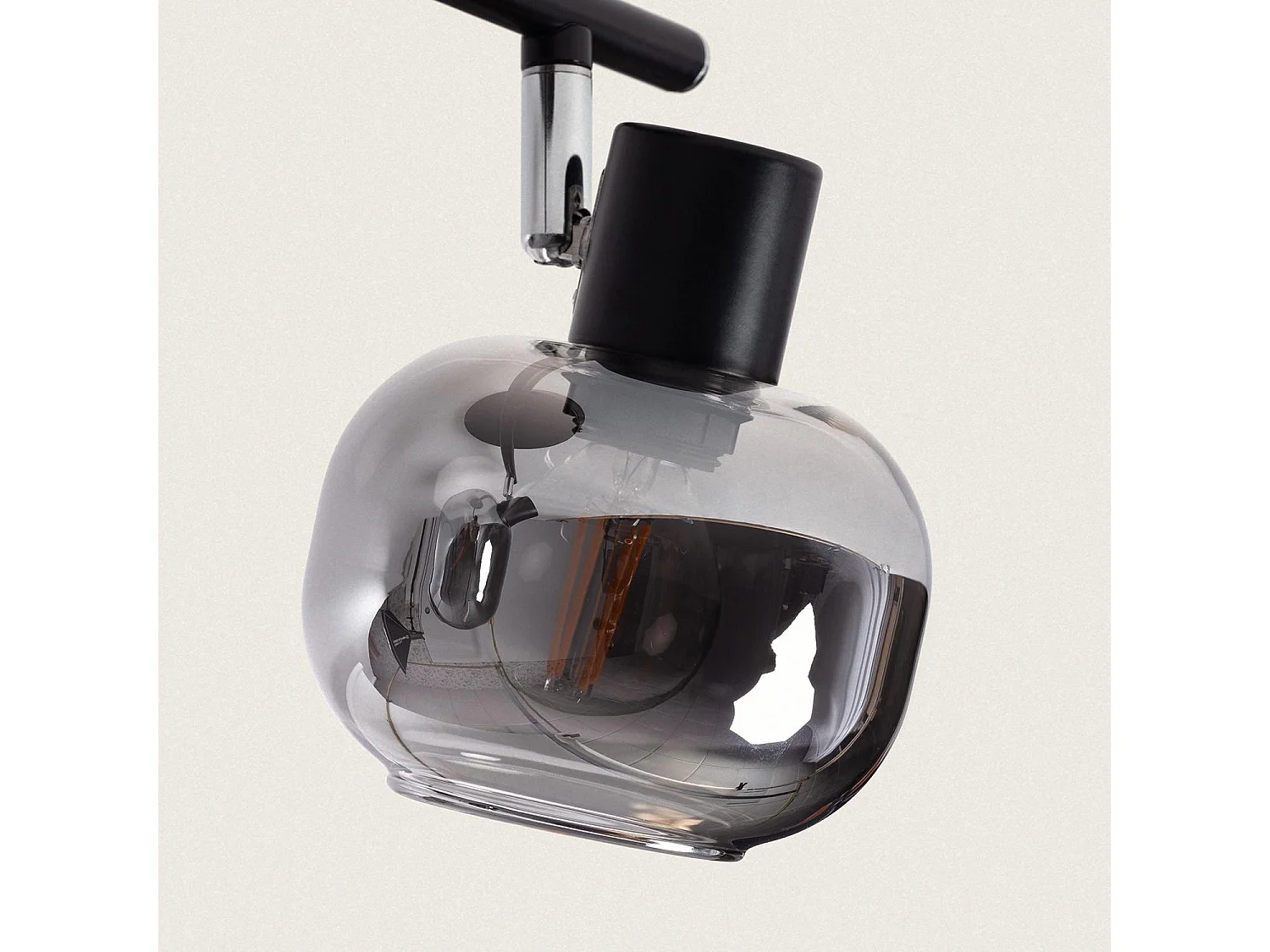 Lámpara de Techo Orientable Metal y Cristal 2 Focos Romsy Gris