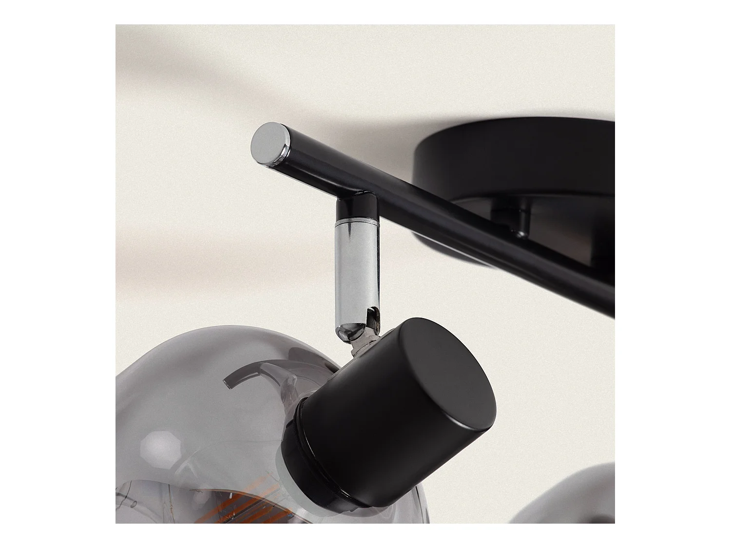 Lámpara de Techo Orientable Metal y Cristal 2 Focos Romsy Gris