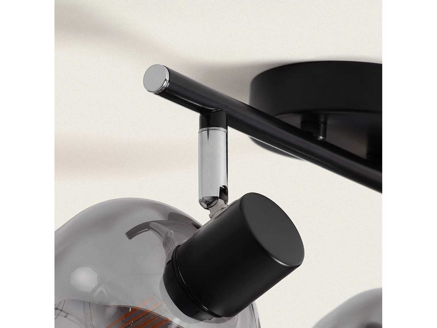 Plafonnier Orientable Métal et Verre 2 Spots Romsy Gris