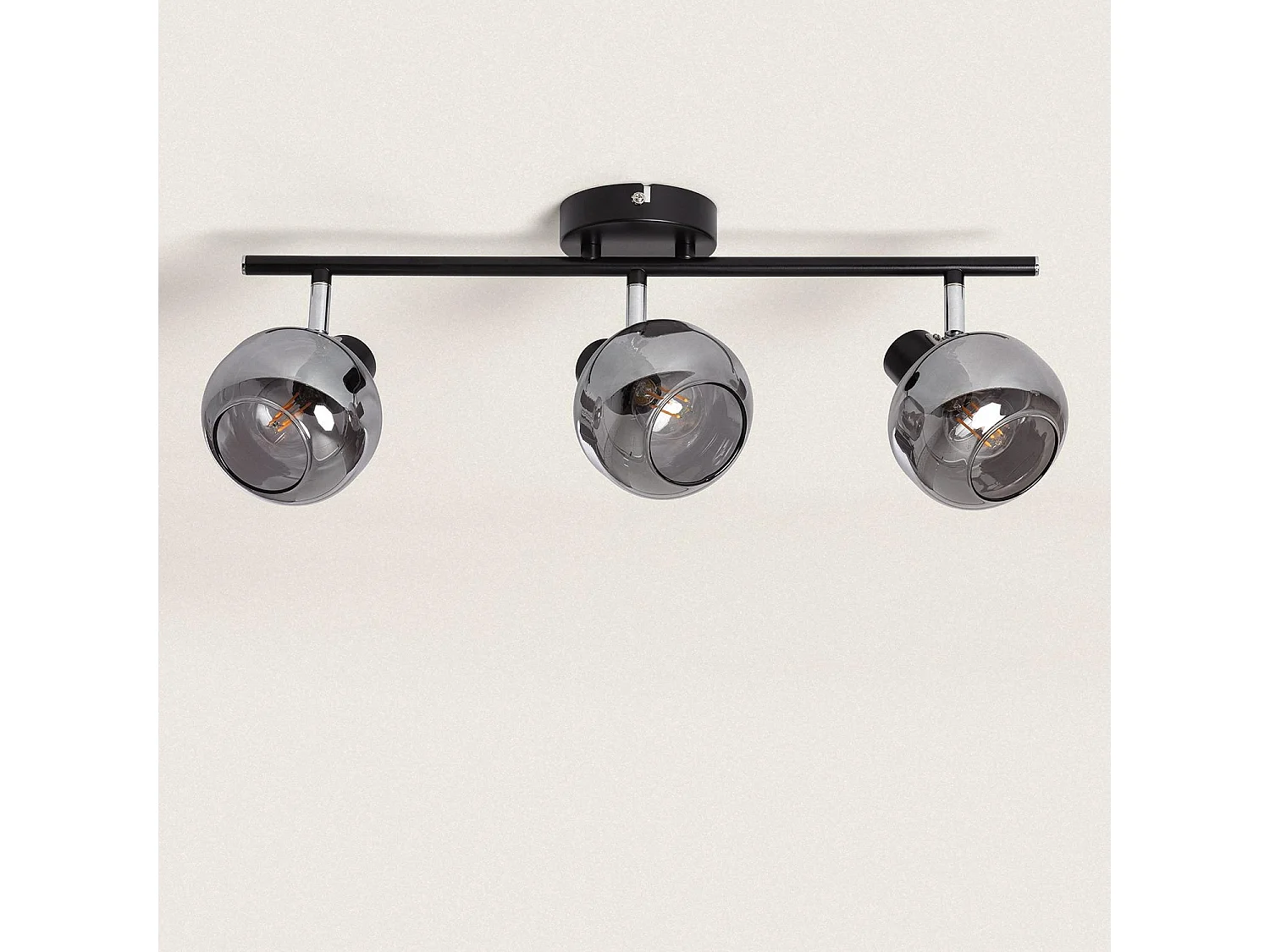 Plafonnier Orientable Métal et Verre 3 Spots Romsy Gris