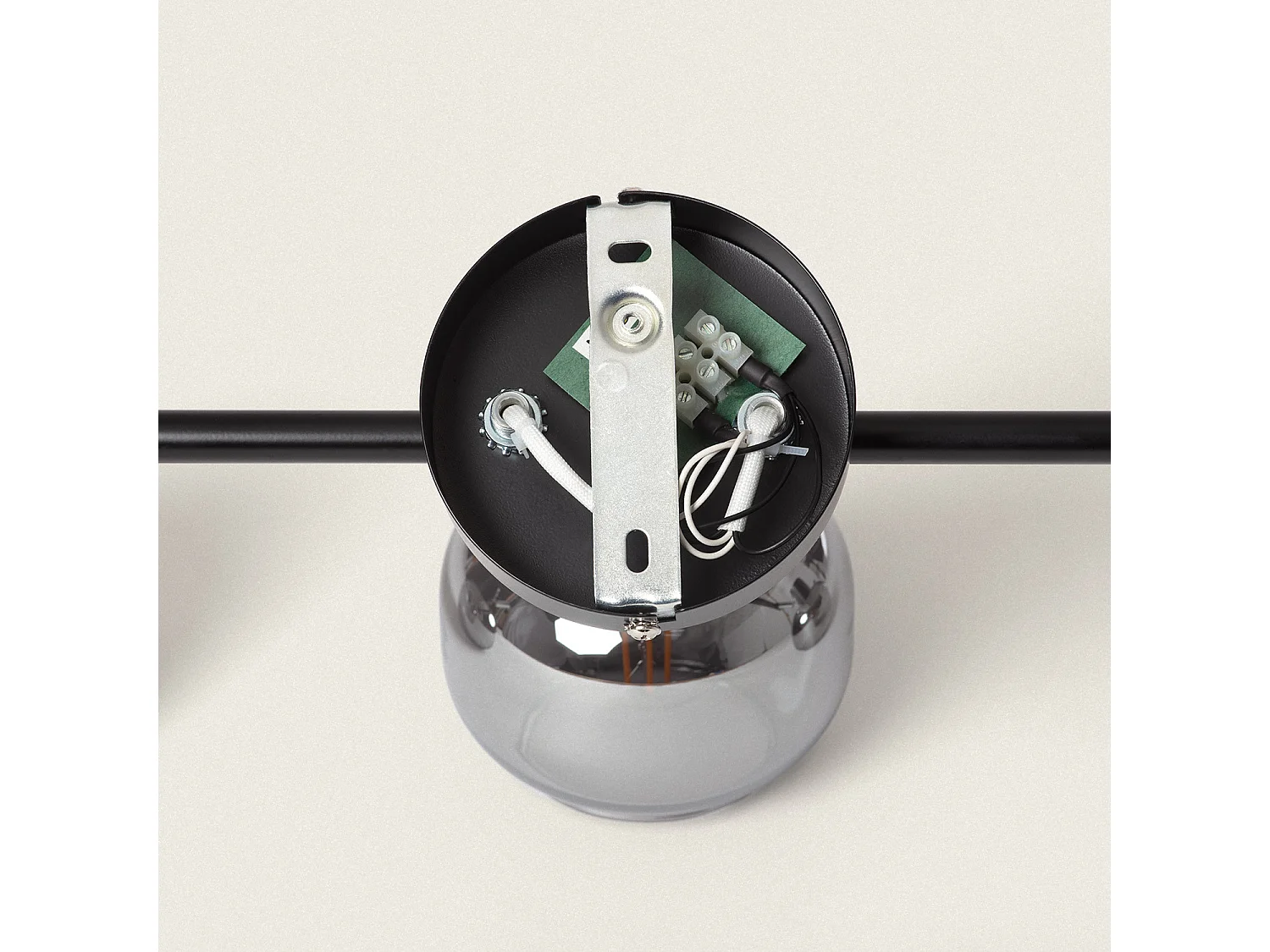 Plafonnier Orientable Métal et Verre 3 Spots Romsy Gris