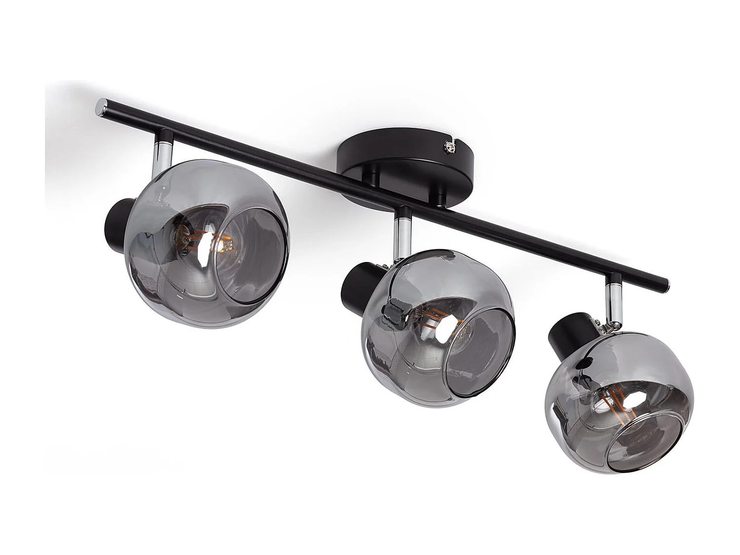 Plafonnier Orientable Métal et Verre 3 Spots Romsy Gris