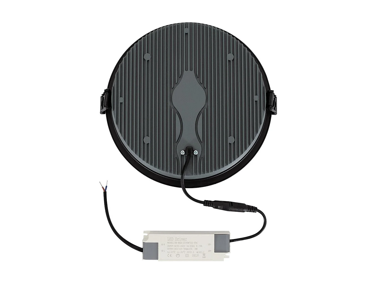 Downlight LED 30W Rond AERO UGR13 Coupe Ø 200 mm Noir 4000K Blanc neutre