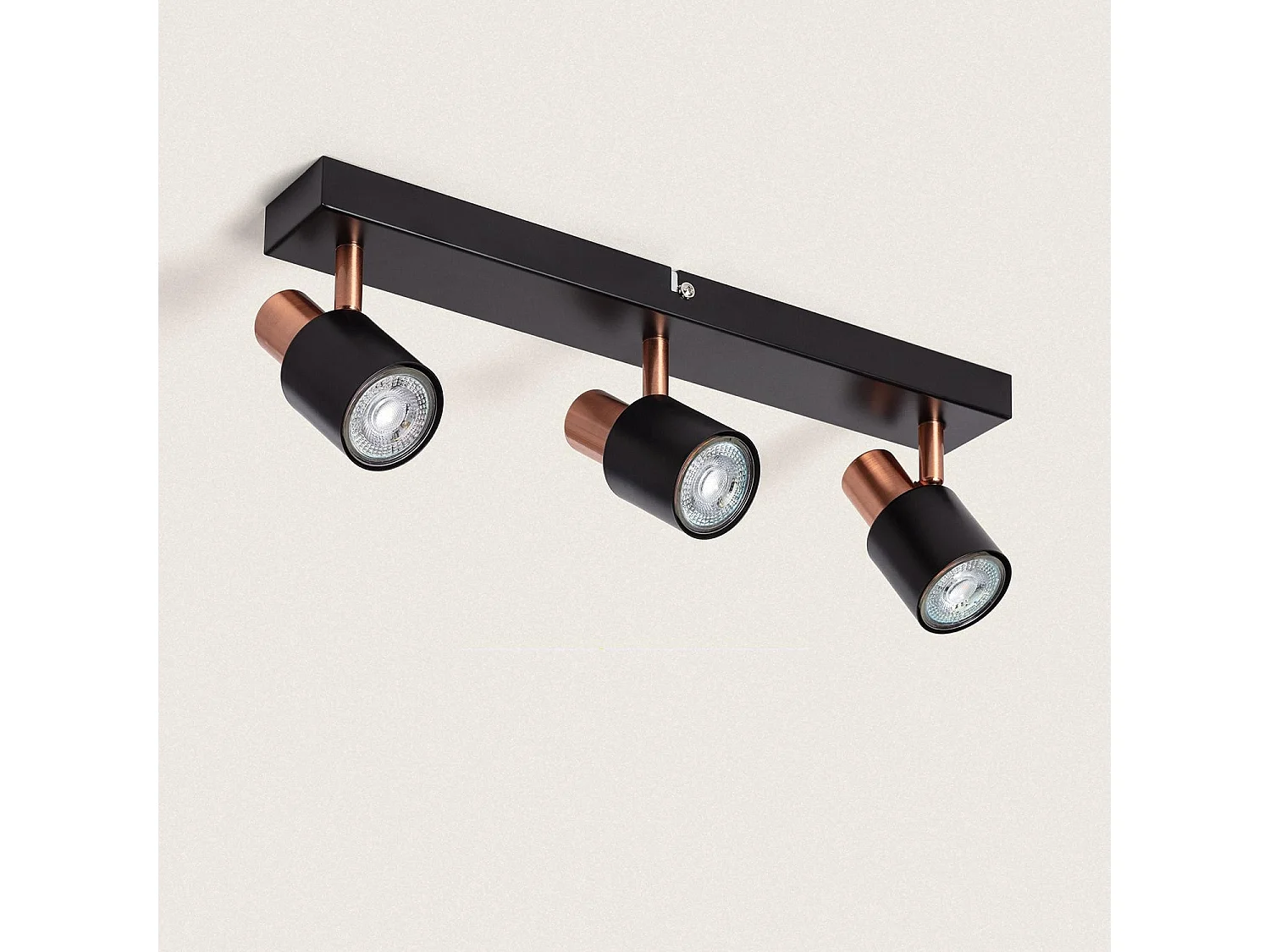 Applique Murale et de Plafond Orientable Métal 3 Spots Albus Black Rose Large Noir