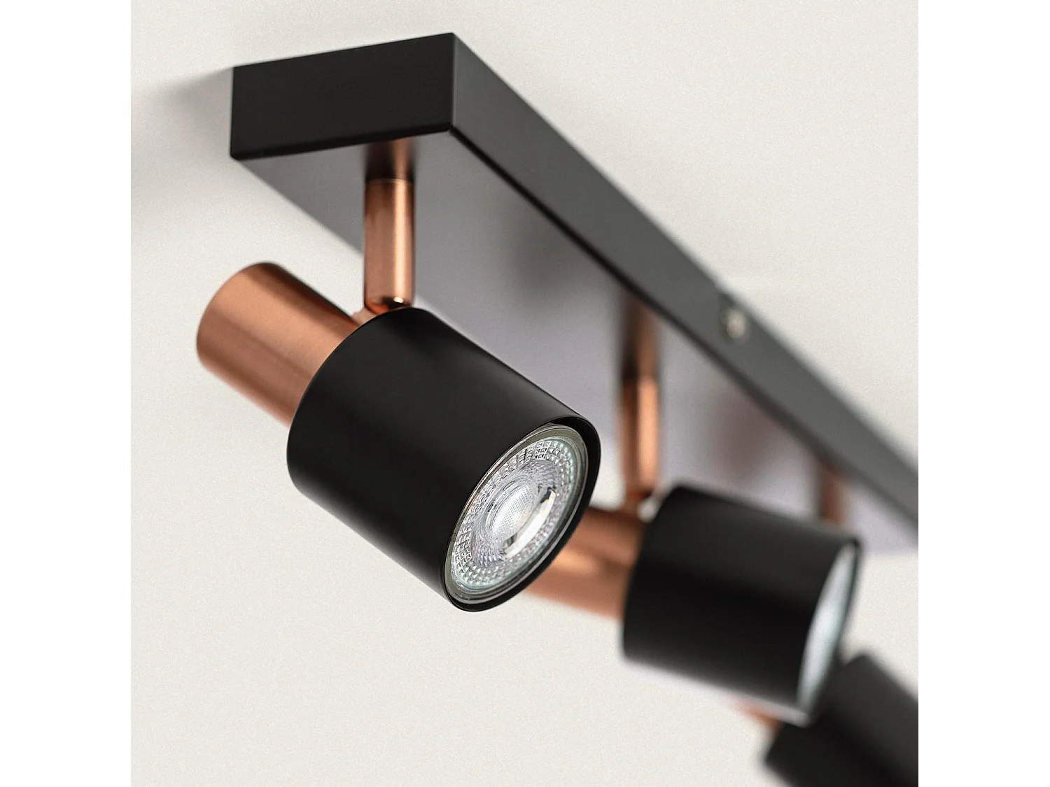 Applique Murale et de Plafond Orientable Métal 3 Spots Albus Black Rose Large Noir