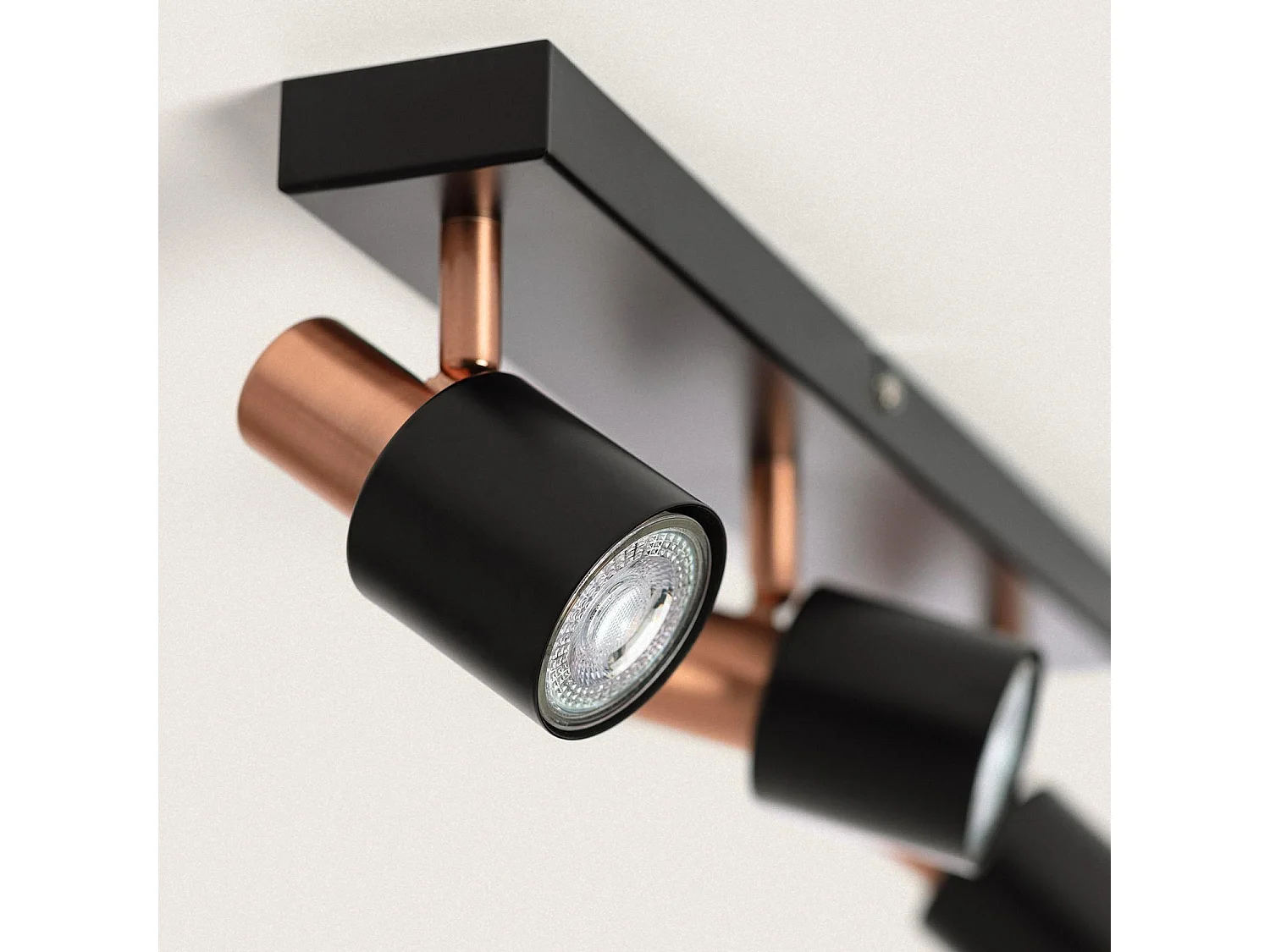 Applique Murale et de Plafond Orientable Métal 3 Spots Albus Black Rose Large Noir