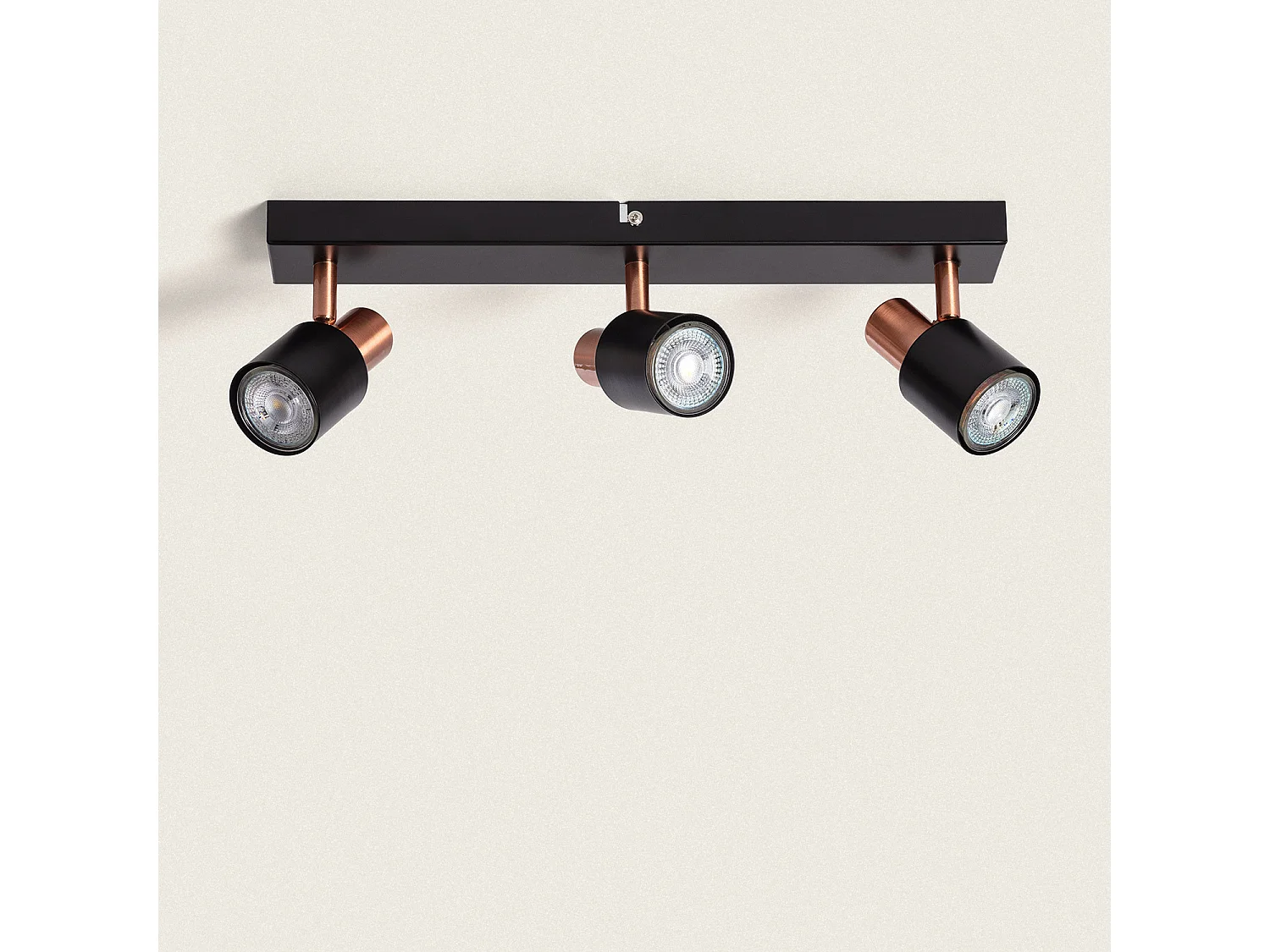 Applique Murale et de Plafond Orientable Métal 3 Spots Albus Black Rose Large Noir