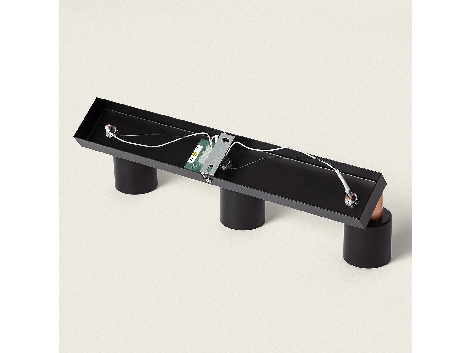 Applique Murale et de Plafond Orientable Métal 3 Spots Albus Black Rose Large Noir