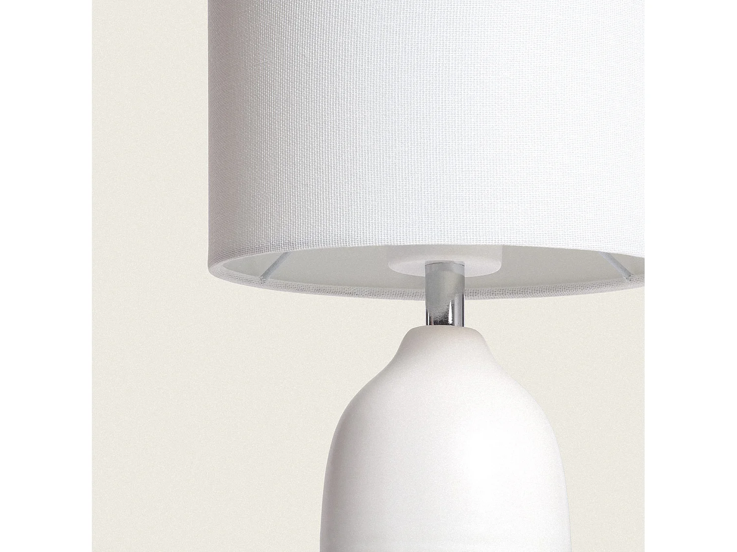 Pack de 2 Lampes à Poser Céramique et Tissu Barva Blanc