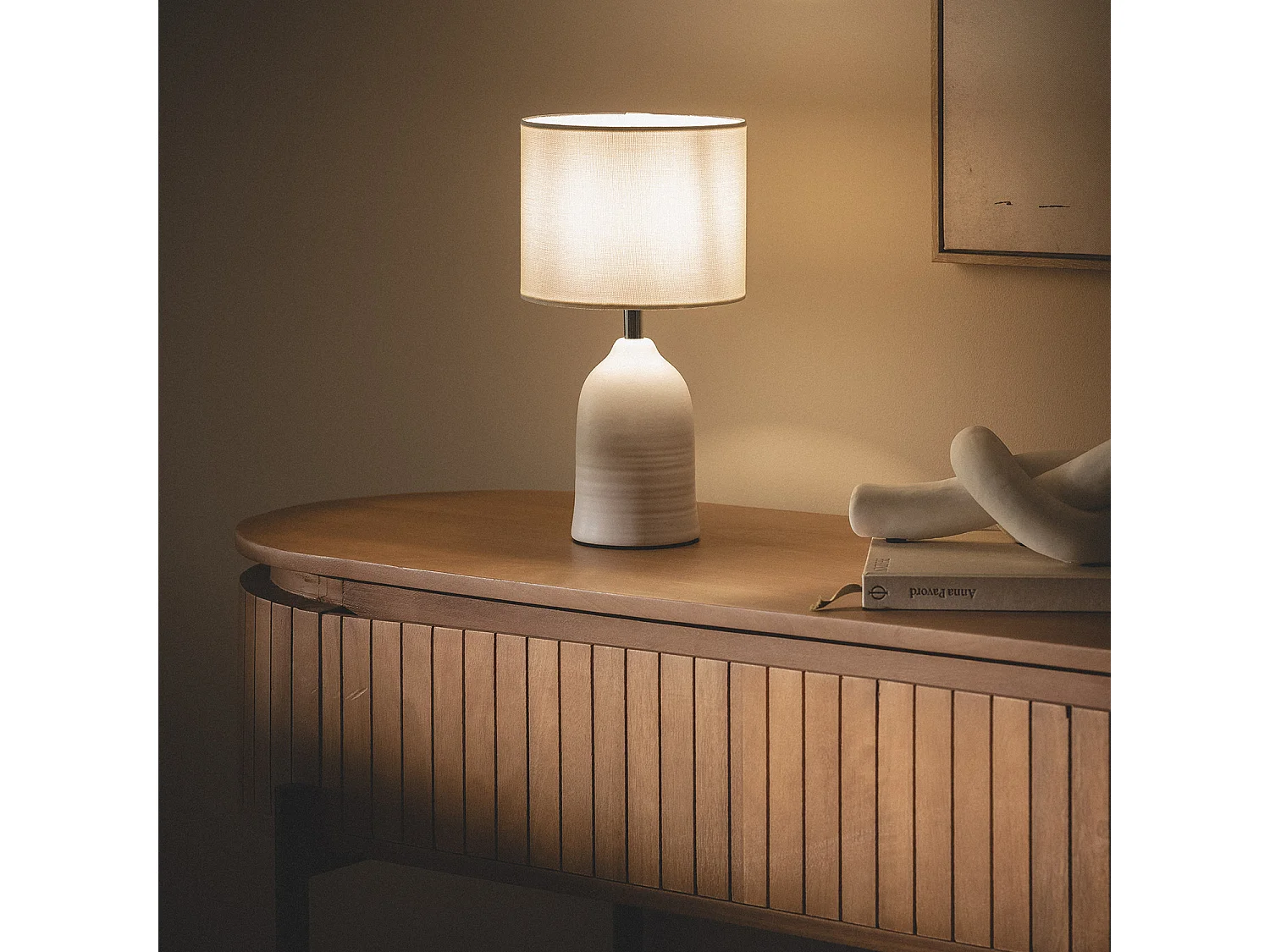 Pack de 2 Lampes à Poser Céramique et Tissu Barva Blanc