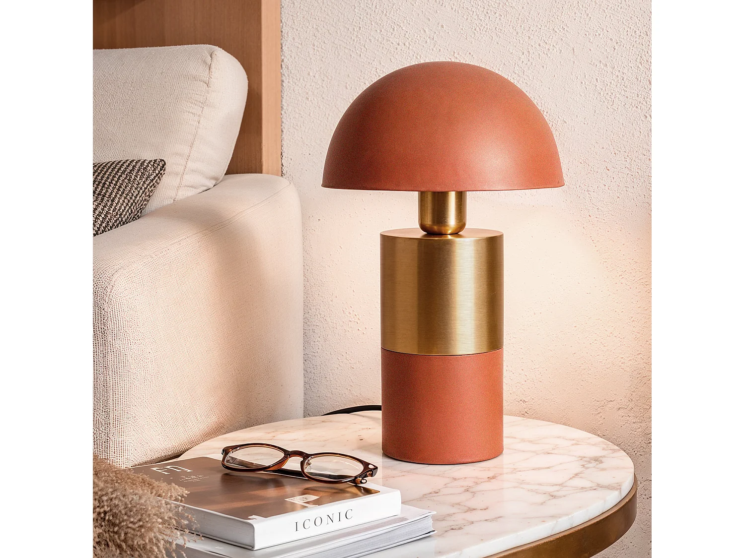 Lampe à Poser Métal Tanev Lis Terre cuite