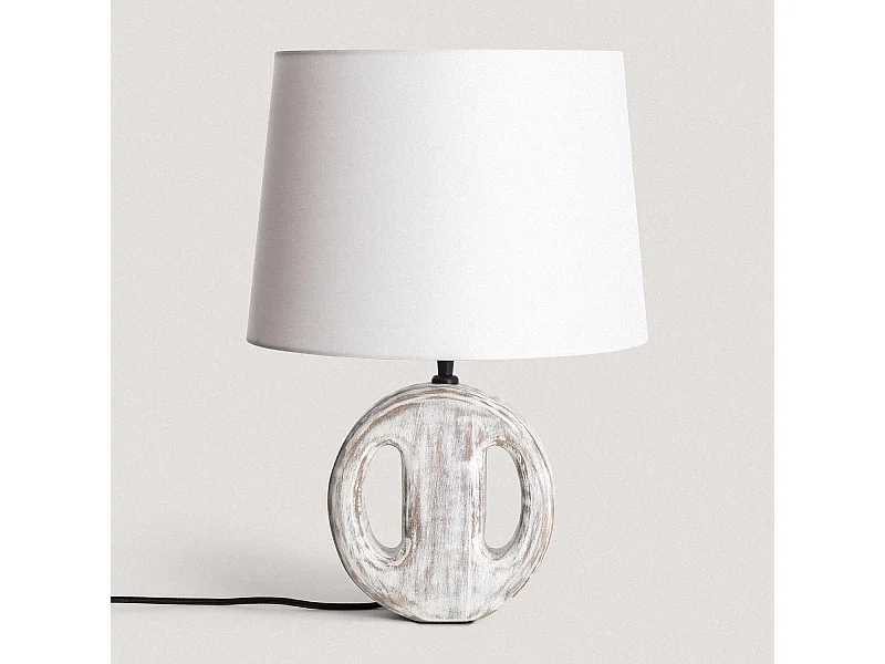 Lampada da Tavolo Legno Chandra ILUZZIA Bianco