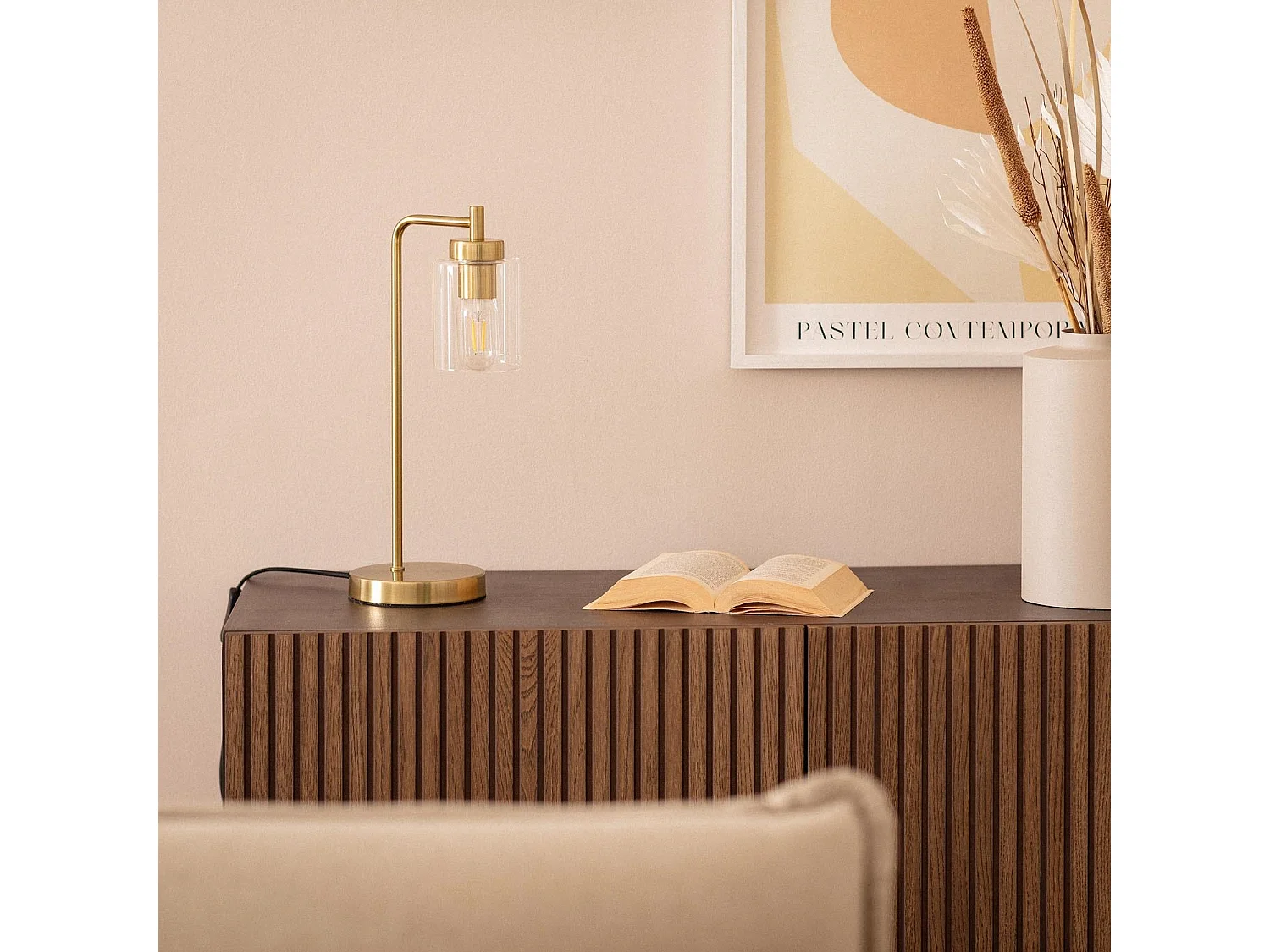 Lampe à Poser Métal et Verre Joile Doré