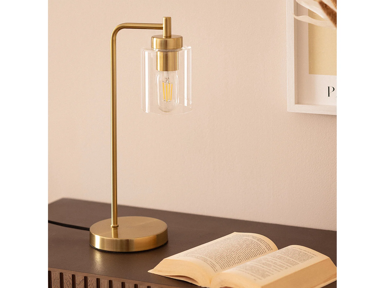 Lampe à Poser Métal et Verre Joile Doré