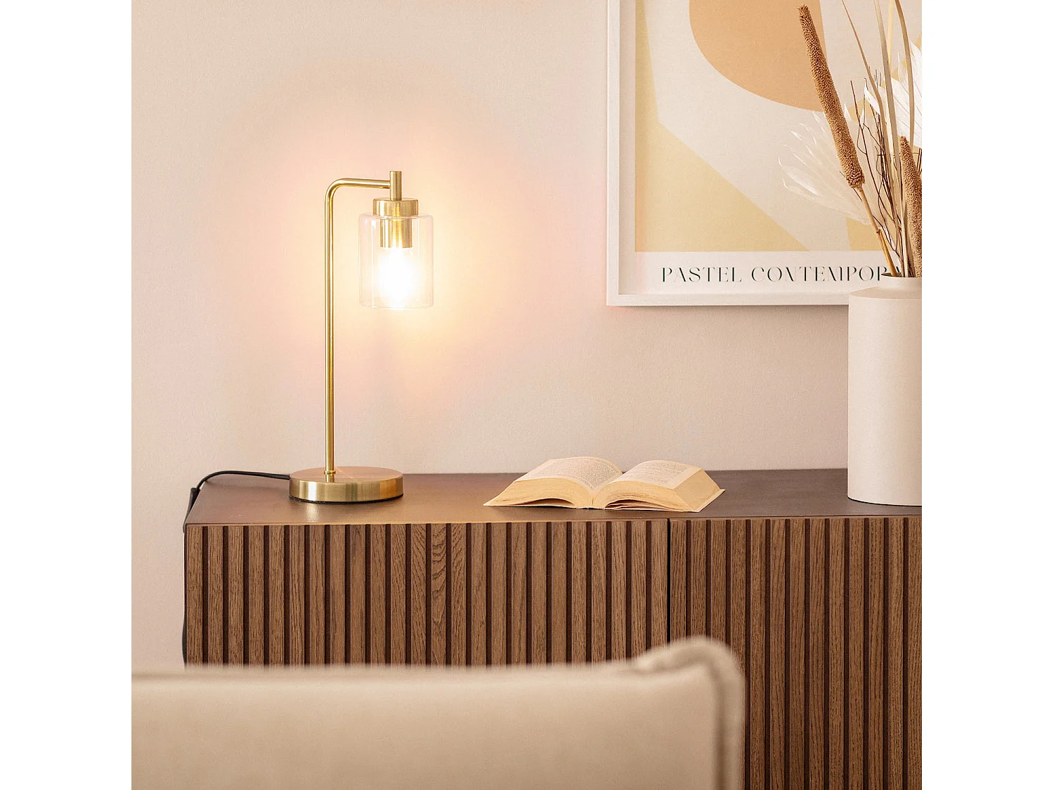 Lampe à Poser Métal et Verre Joile Doré