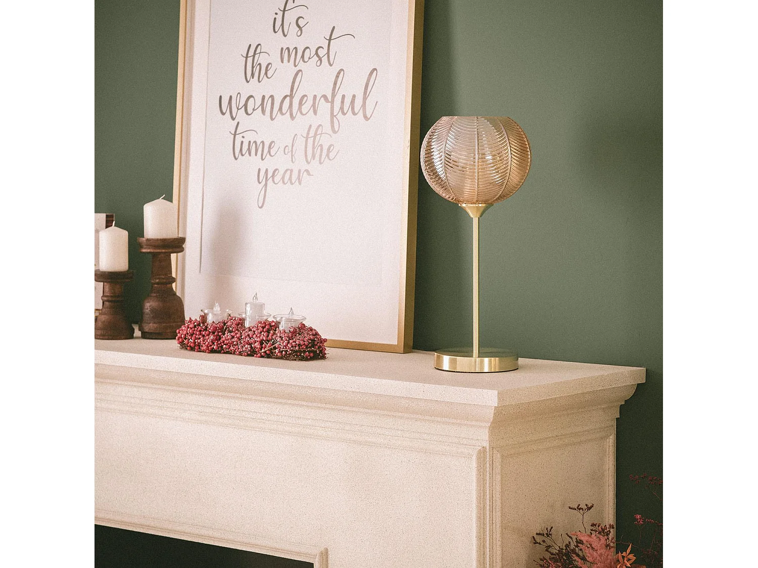 Lampe à Poser Métal et Verre Klimt Vert