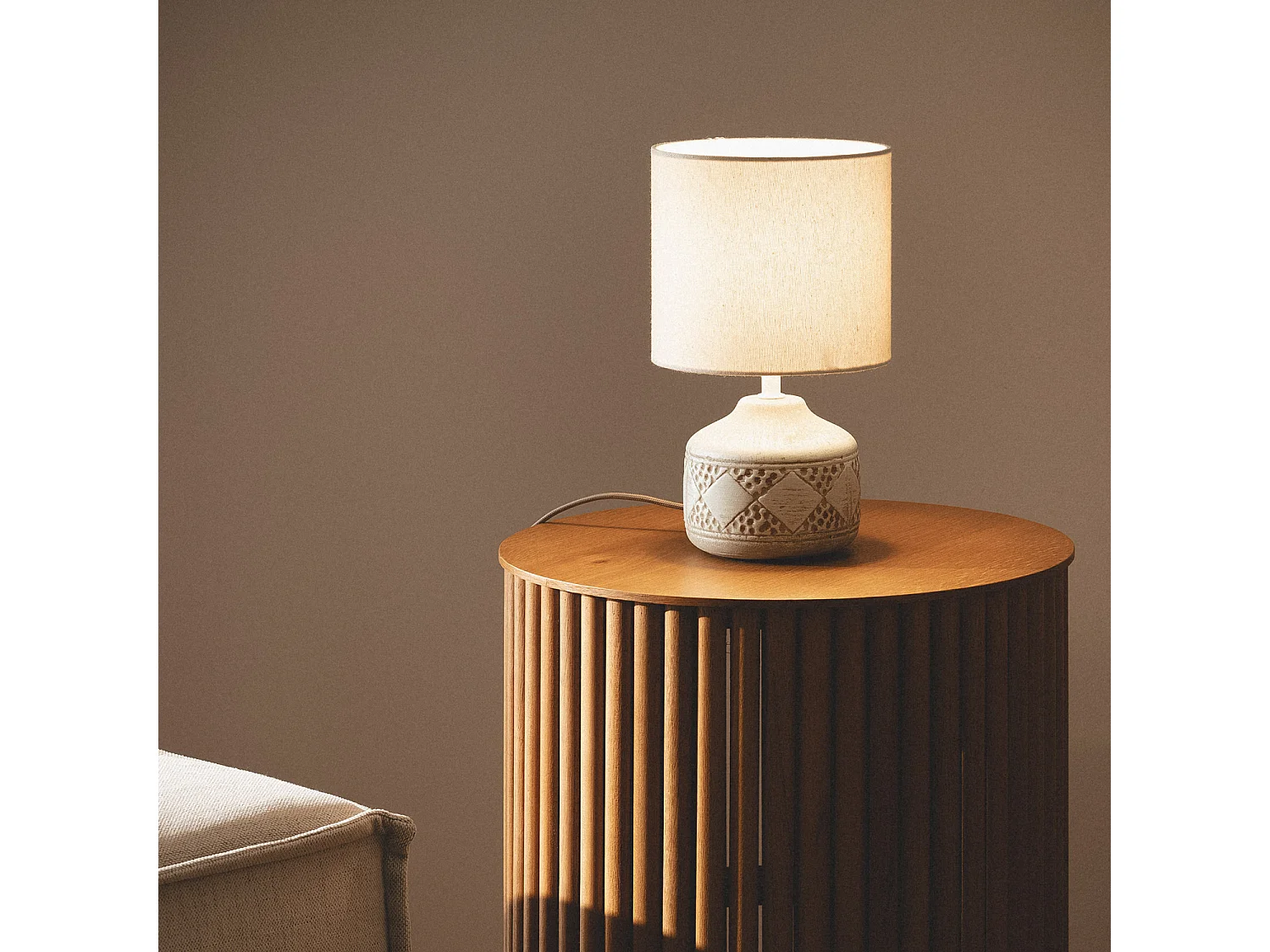 Lámpara de Mesa Cerámica Vera Marrón claro