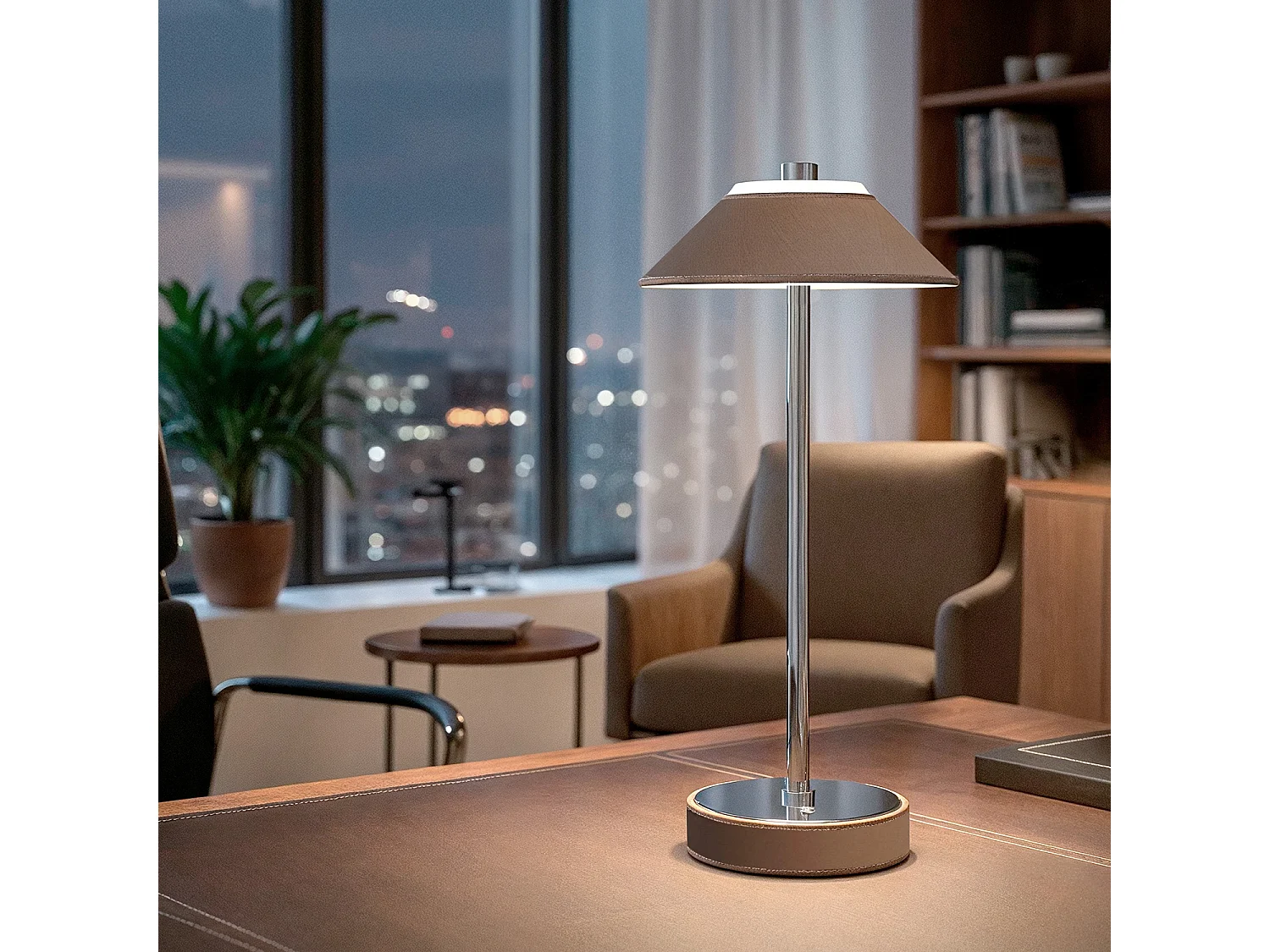 Lámpara de Mesa LED Portátil Cuero y Metal con Batería USB Recargable Tyu Limer Amarillo