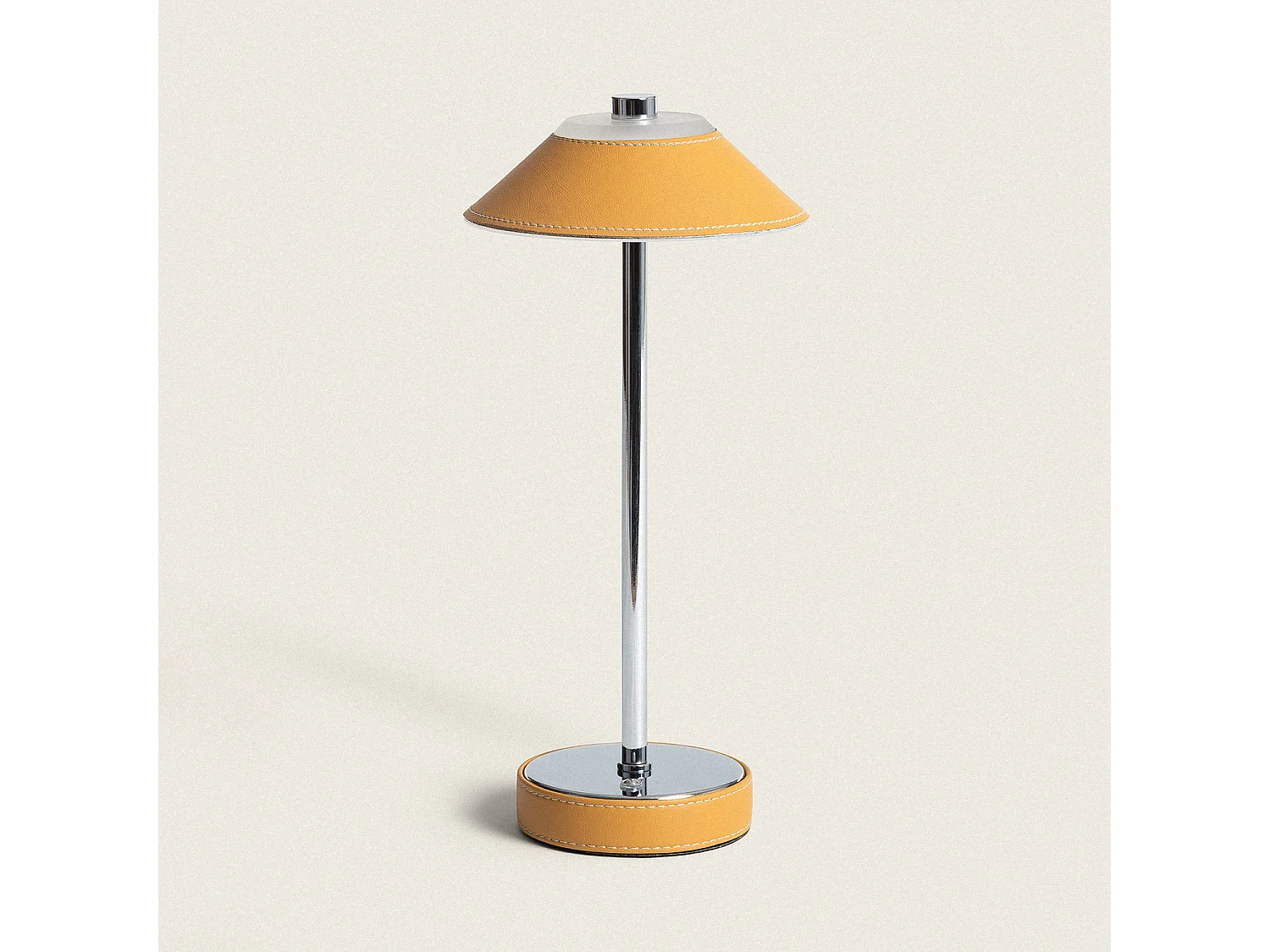 Lámpara de Mesa LED Portátil Cuero y Metal con Batería USB Recargable Tyu Limer Amarillo