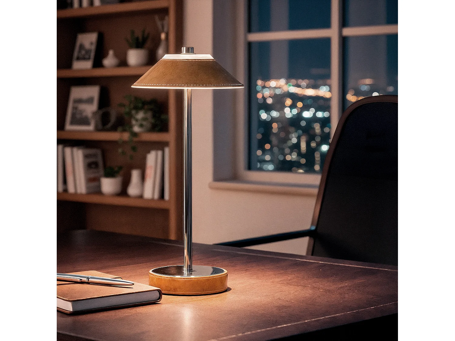 Lámpara de Mesa LED Portátil Cuero y Metal con Batería USB Recargable Tyu Limer Amarillo